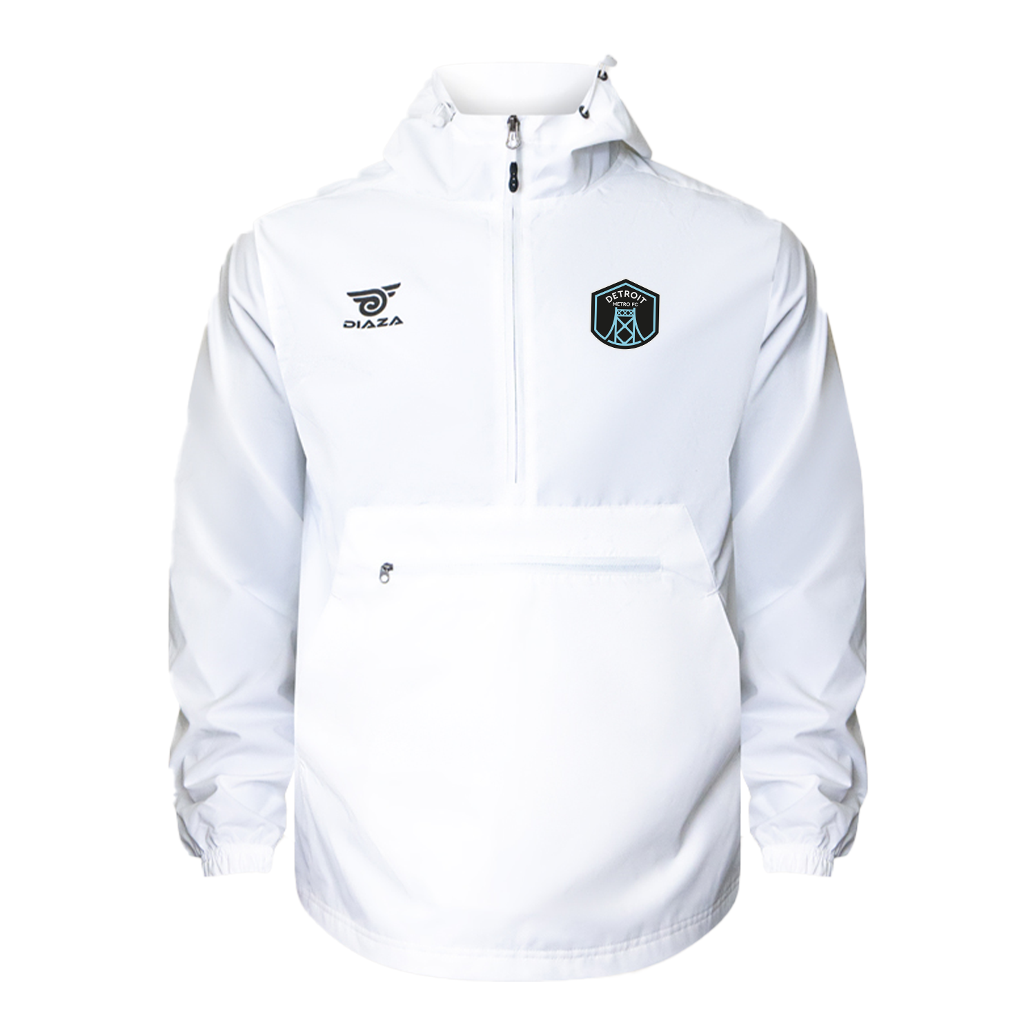 Detroit Metro FC 3/4 Sleeve Alpine White Soccer Jersey - Men's Athletic Performance Shirt for Training & Match Play