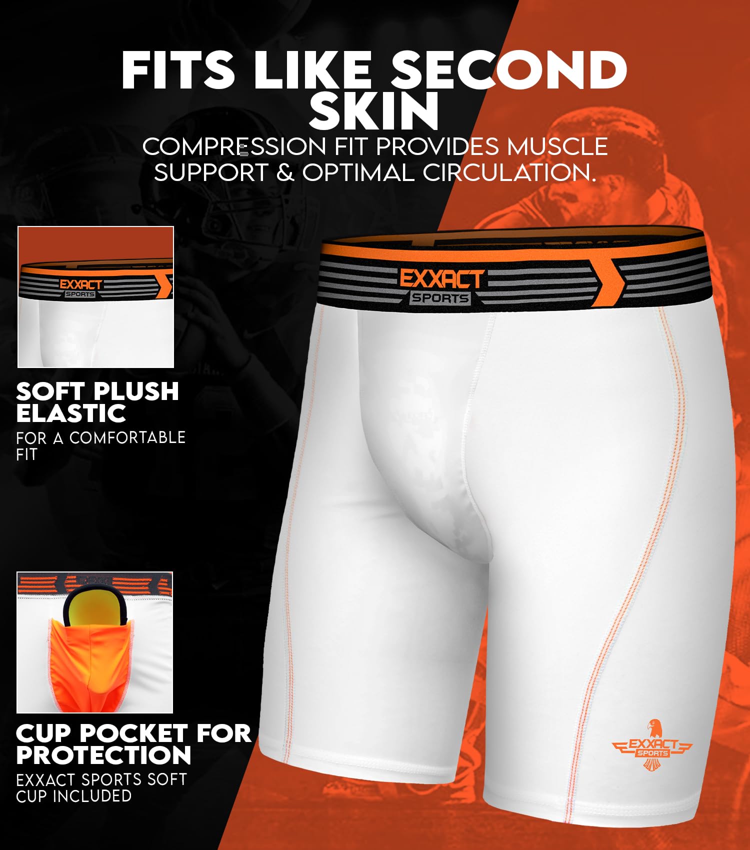 Men's Compression Shorts with Athletic Cup - Baseball, Football & Hockey Underwear for Sports