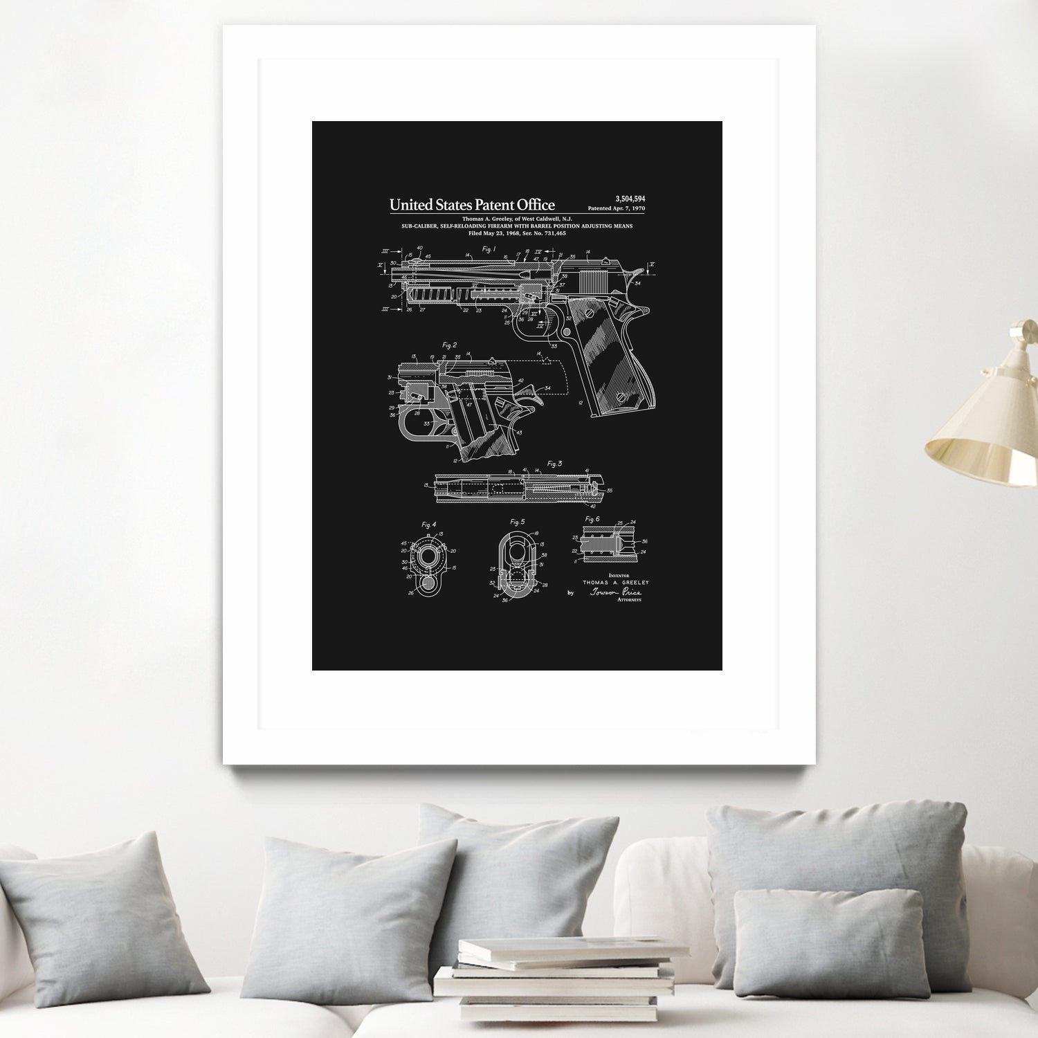 Colt 1911 Handgun Patent - Black Pistol for Collectors & Shooting Enthusiasts | Perfect for Historical Display, Gun Ranges & Self-Defense Training