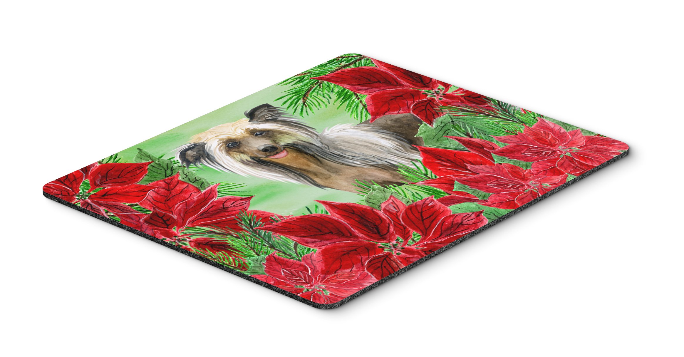 Chinese Crested Poinsettas Mouse Pad - Large Washable Non-Slip Desk Mat for Home Office, Gaming & Computer Work | Perfect for Laptops, Hot Pads & Trivets | Holiday Home Decor & Workspace Accessory