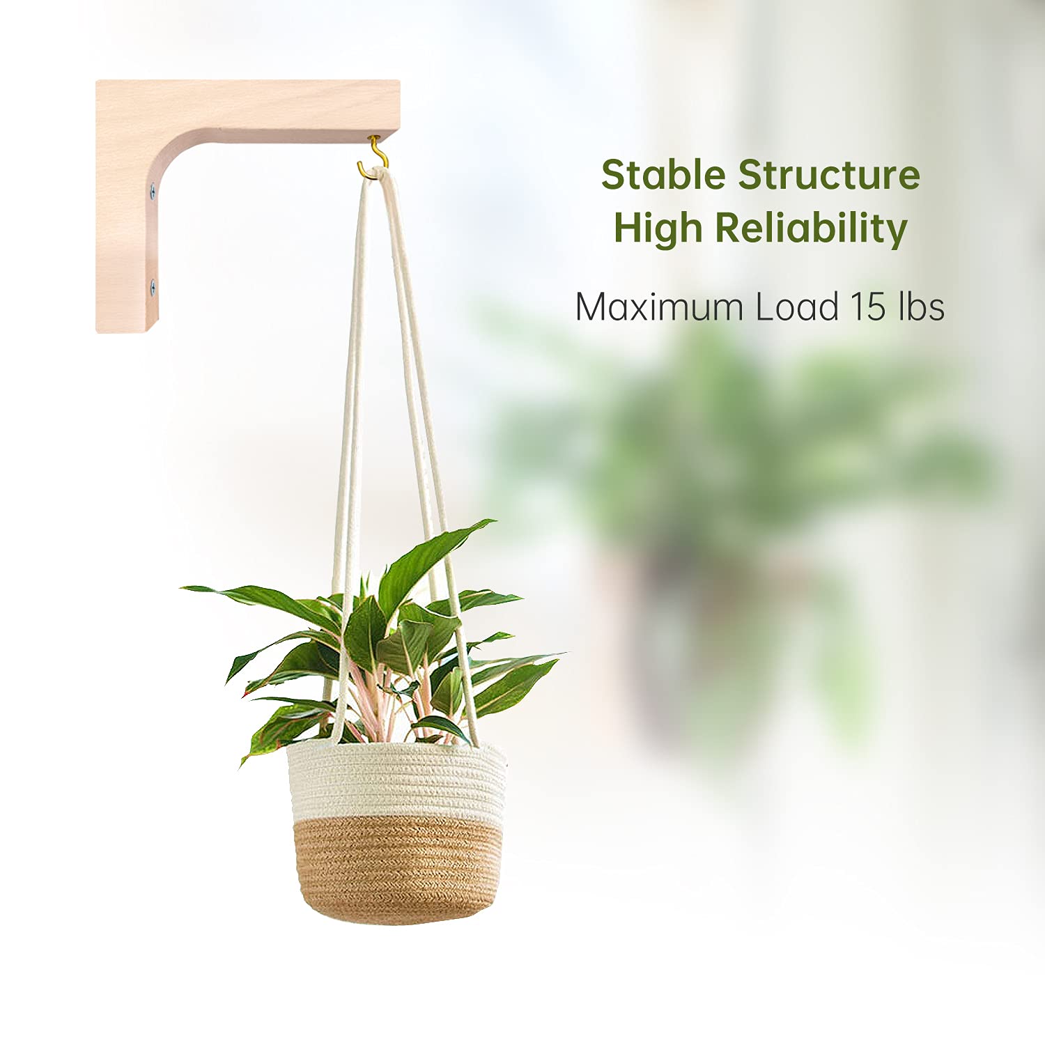 Jantens 2 Pack Wooden Hanging Plant Hooks - Indoor Plant Hangers for Flower Baskets, Pots, Wind Chimes & Lanterns - Perfect for Home Decor, Balcony & Garden Planters