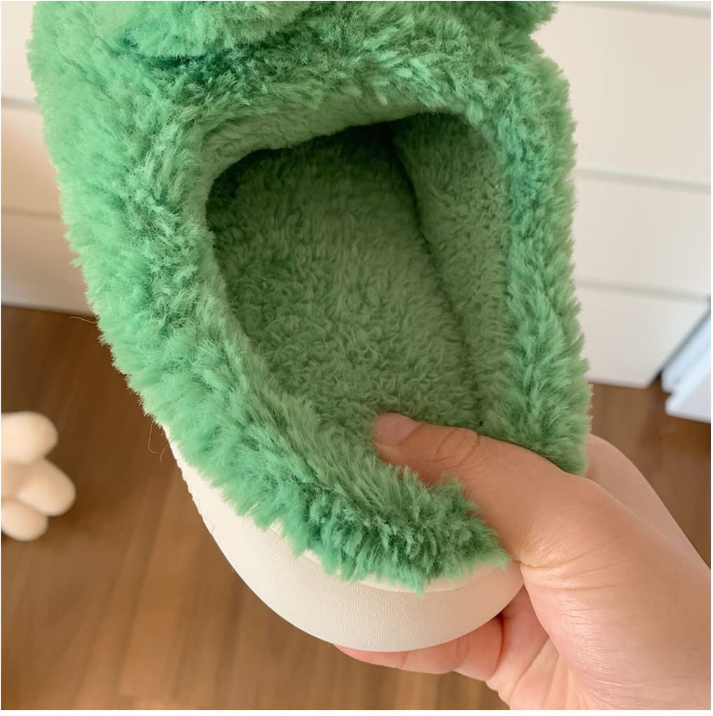 Cute Frog Slippers for Women - Soft Fluffy Fuzzy Animal House Shoes - Kawaii Smile Slippers for Indoor Comfort & Lounge Wear - Perfect Gift for Girls & Women