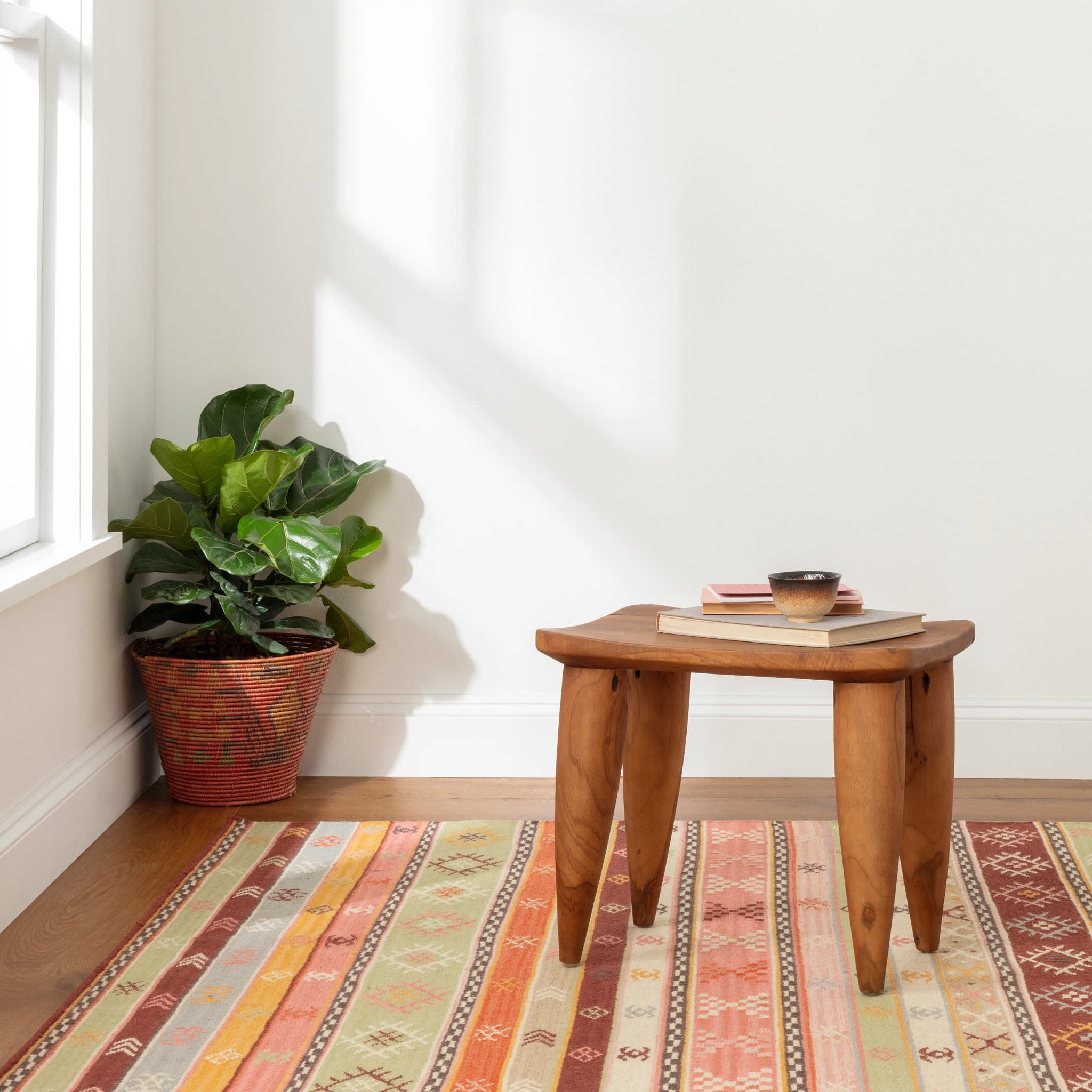 Aztec Kilim Handwoven Wool Rug - Authentic Southwestern Style, Durable & Soft - Perfect for Living Room, Bedroom, or Boho Home Decor