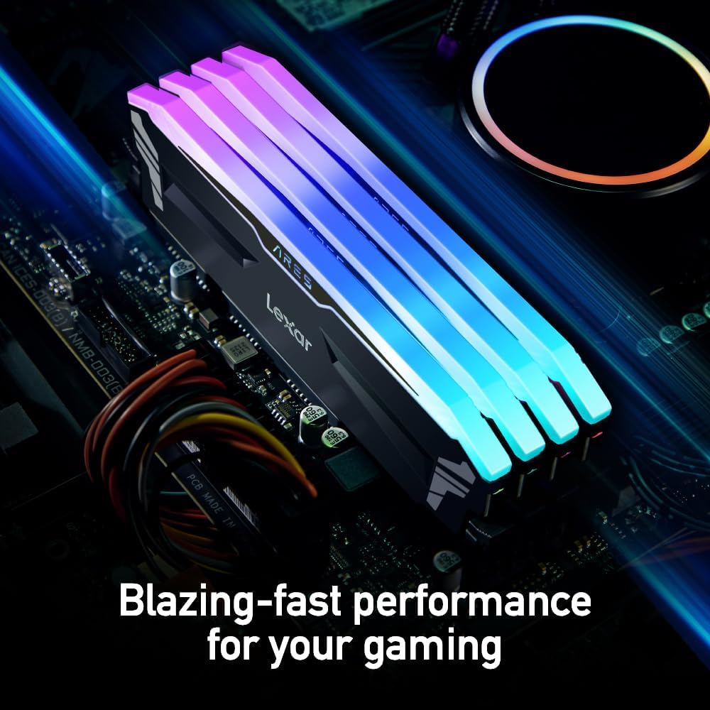 Lexar Ares RGB Black DDR4 3600MHz CL18 16GB/32GB Gaming RAM - High Performance Memory for PC, Laptop, and Workstation - Perfect for Gaming, Streaming, and Content Creation