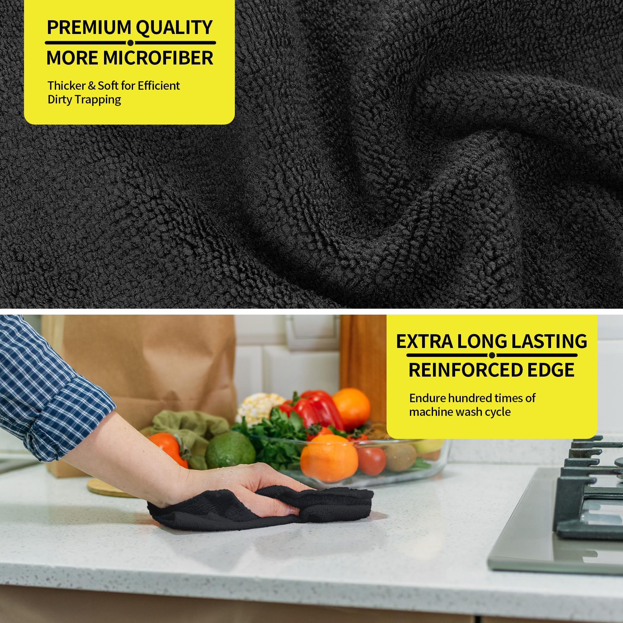 HOMERHYME Premium Microfiber Cleaning Cloths 8 Pack - 12.6