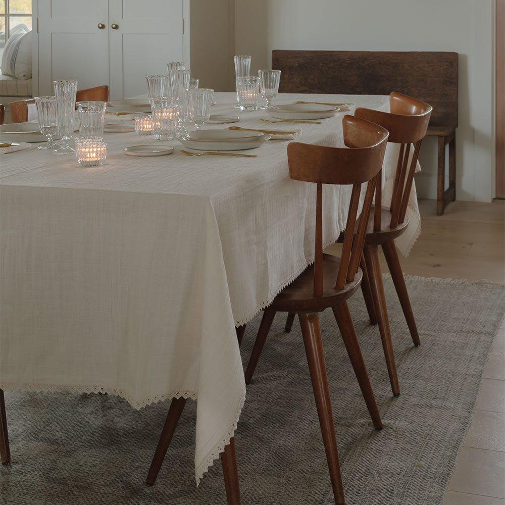 Elegant Pointelle Lace Tablecloth - Round or Rectangular Wedding Dining Decor - Perfect for Bridal Showers, Anniversary Dinners & Formal Events