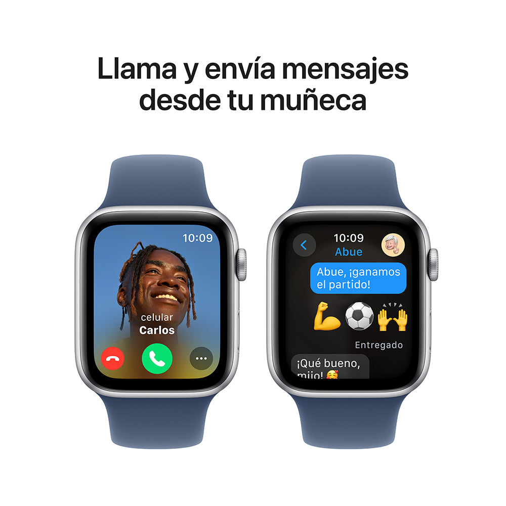 Apple Watch SE GPS 44mm Silver Aluminum Case with Blue Denim Sport Band S/M - Perfect for Fitness Tracking, Notifications & Everyday Wear