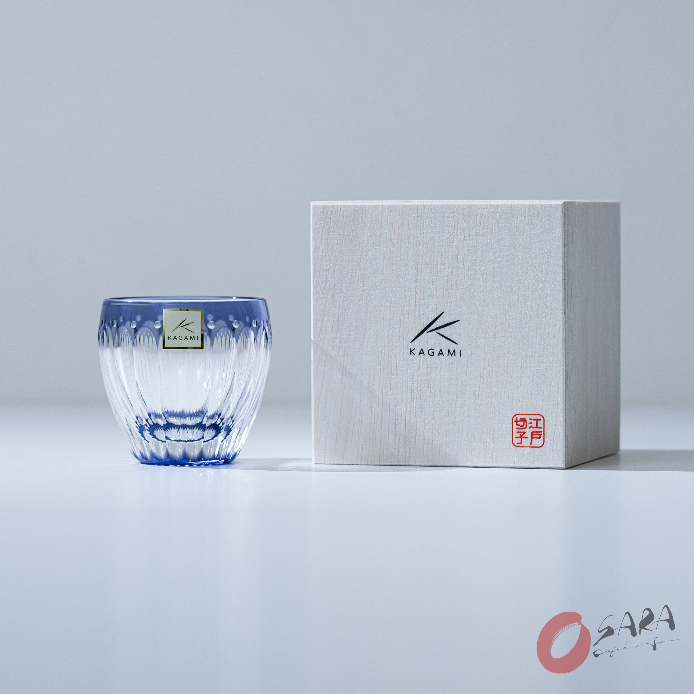 Premium KAGAMI Crystal Sake Glass Set - Elegant Chrysanthemum Design - Japanese Style Drinking Cups for Sake, Wine & Cocktails - Perfect for Gifts, Dinner Parties & Home Bar Decor