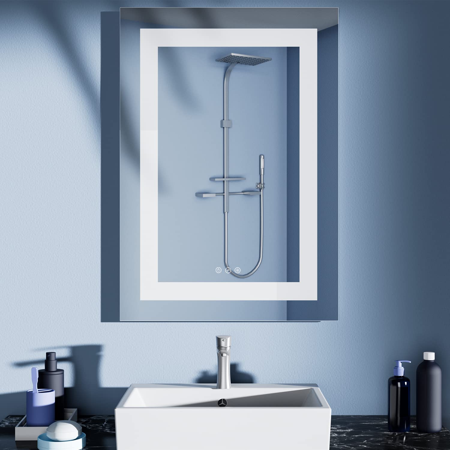 28 x 20 Inch Anti-Fog LED Bathroom Mirror with Adjustable Brightness - Wall Mounted Vanity Mirror with Touch Switch - Perfect for Makeup, Shaving & Home Decor