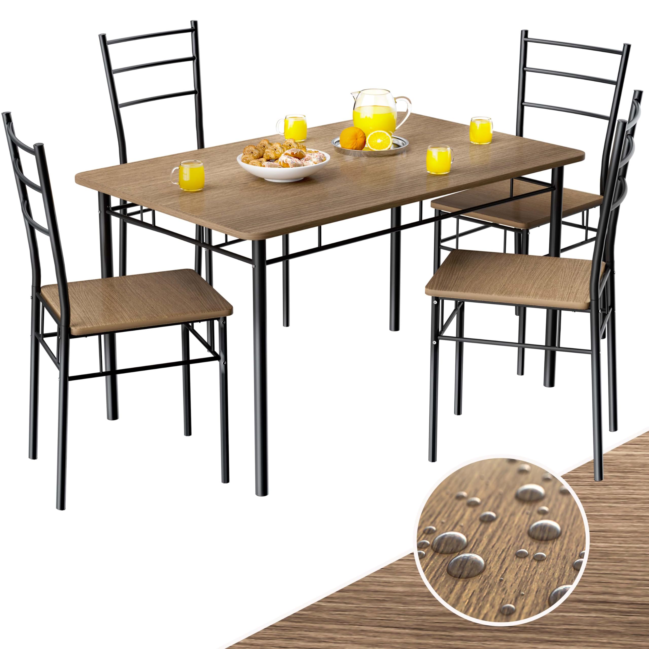 CASARIA® Leo 5-Piece Dining Set - Modern Industrial Style Table & 4 Chairs | 43