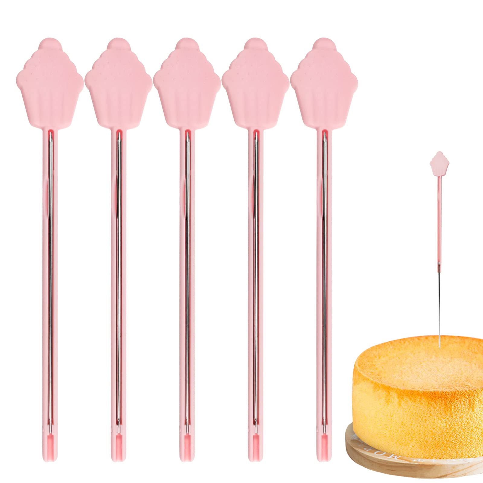 5-Pack Reusable Foldable Cake Testers - Stainless Steel Cake Probe Skewer Needles for Baking, Perfect for Home Kitchen & Professional Bakeries - Ideal for Testing Cake Doneness, Cupcakes, and Breads