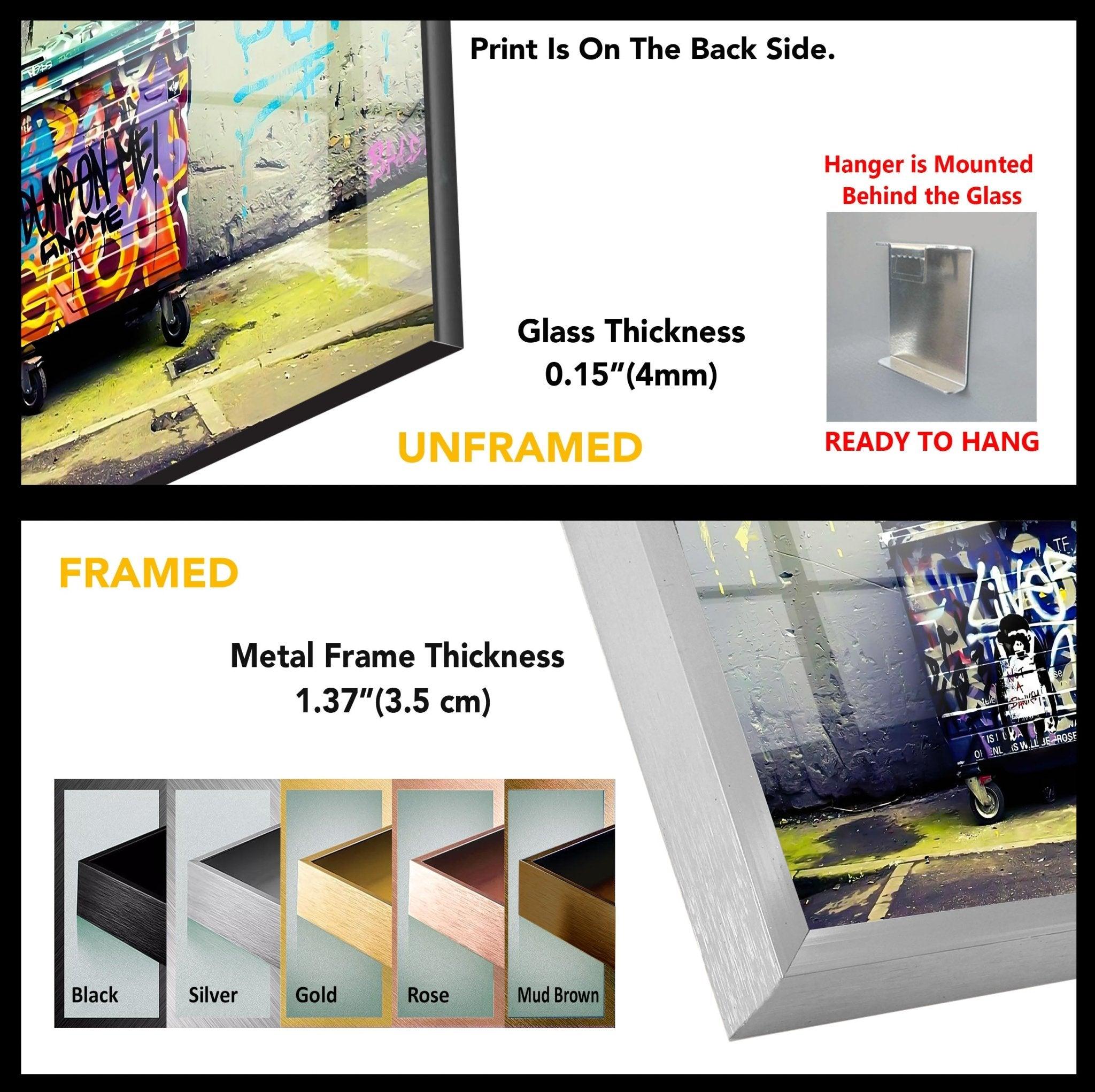 Banksy Life is Short Glass Wall Art - Modern Home Decor for Living Room, Bedroom & Office - Unique Street Art Inspired Glass Print