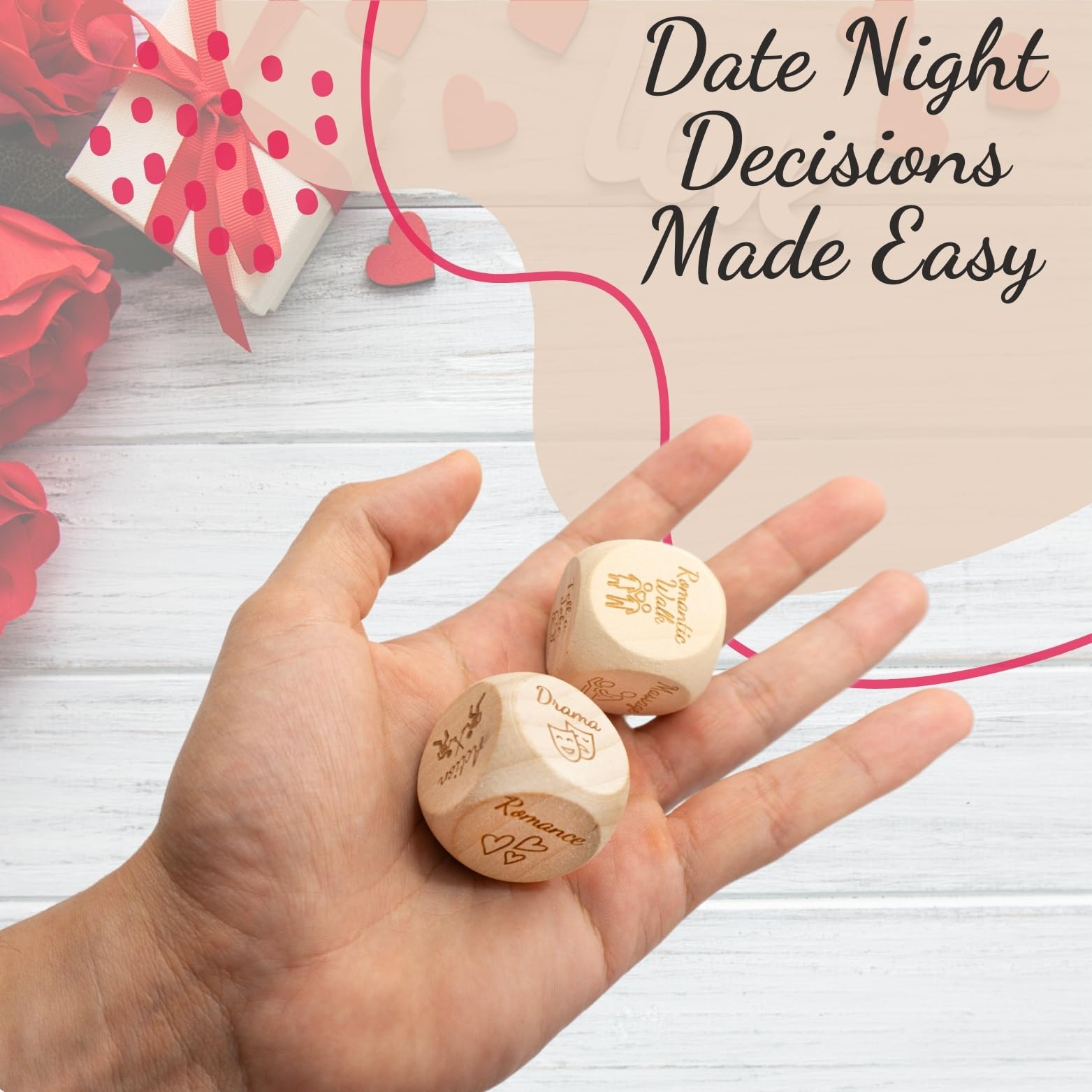 Deluxe Date Night Dice Game for Couples - Romantic Gift Set with 5 Dice, Decision Coin, Game Board & Carry Bag - Perfect for Anniversaries, Weddings, Bachelorette Parties & Bridal Showers - Fun Relationship Building Activity for Date Nights at Home