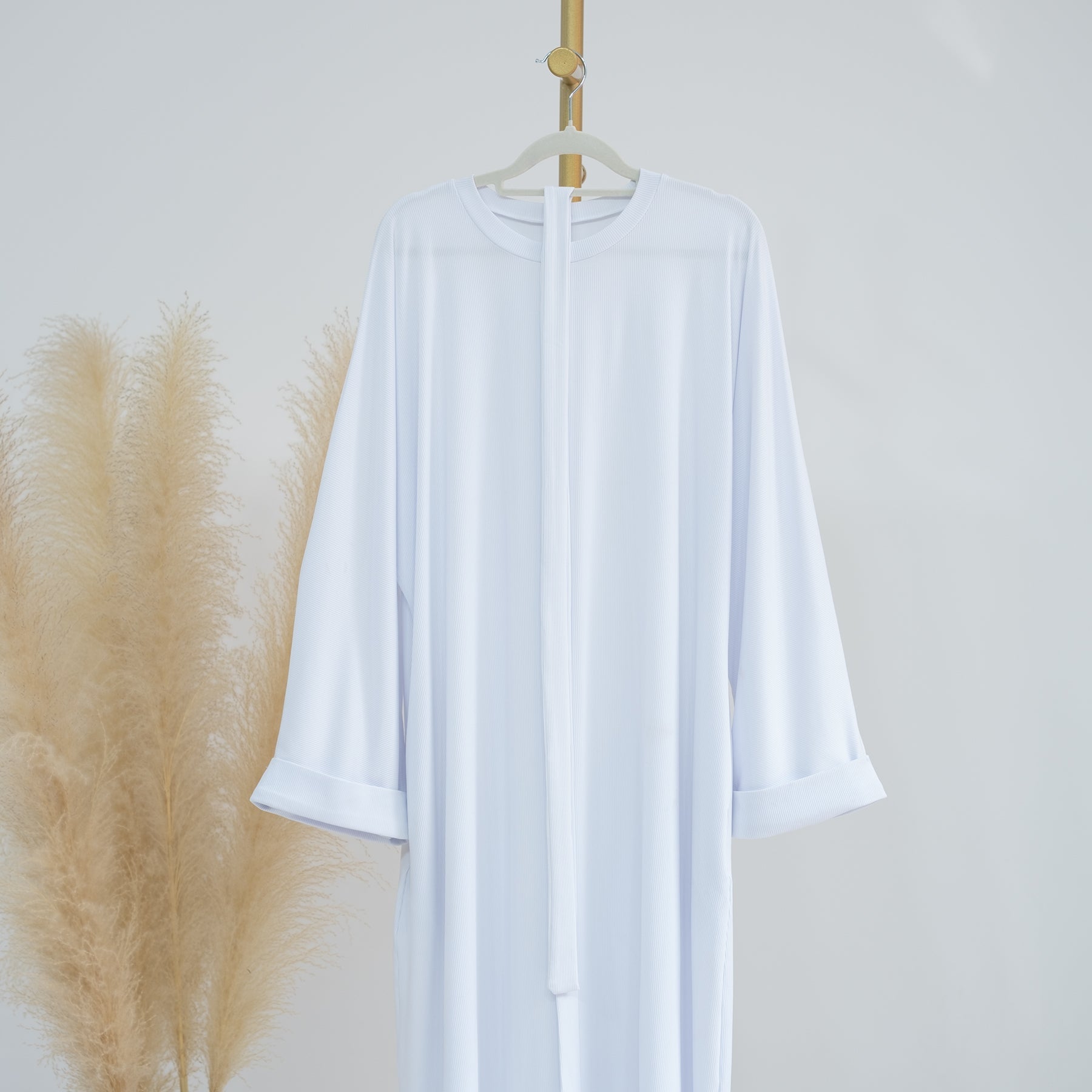 Women's Long Sleeve Folded Cuff Sweaterdress - Soft Knit Winter Dress in White | Perfect for Office Wear, Holiday Parties & Casual Outings