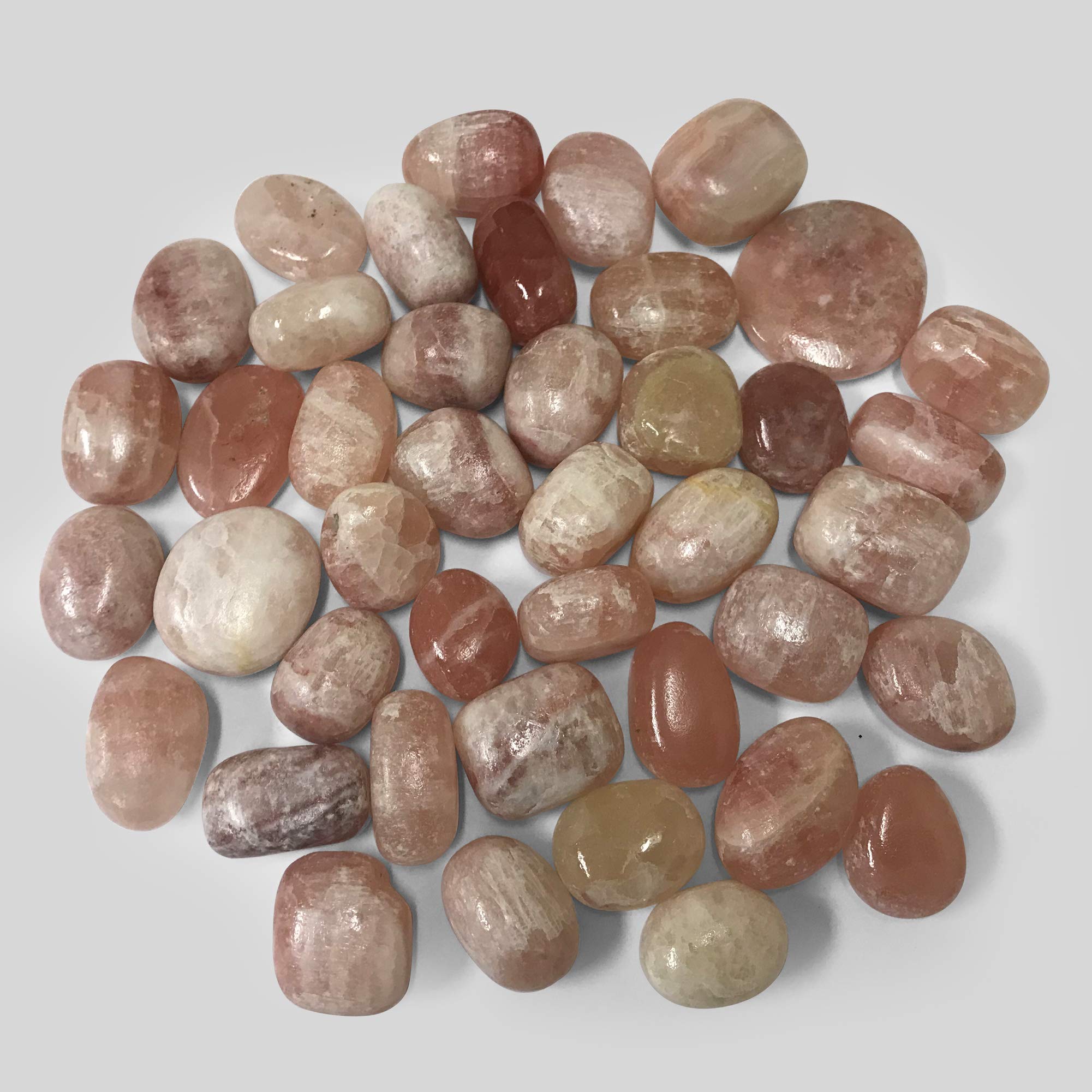Polished Rose Calcite Gemstone Tumbled Stones - 1/4 lb Natural Healing Crystals for Meditation, Reiki, Chakra Balancing & Home Decor