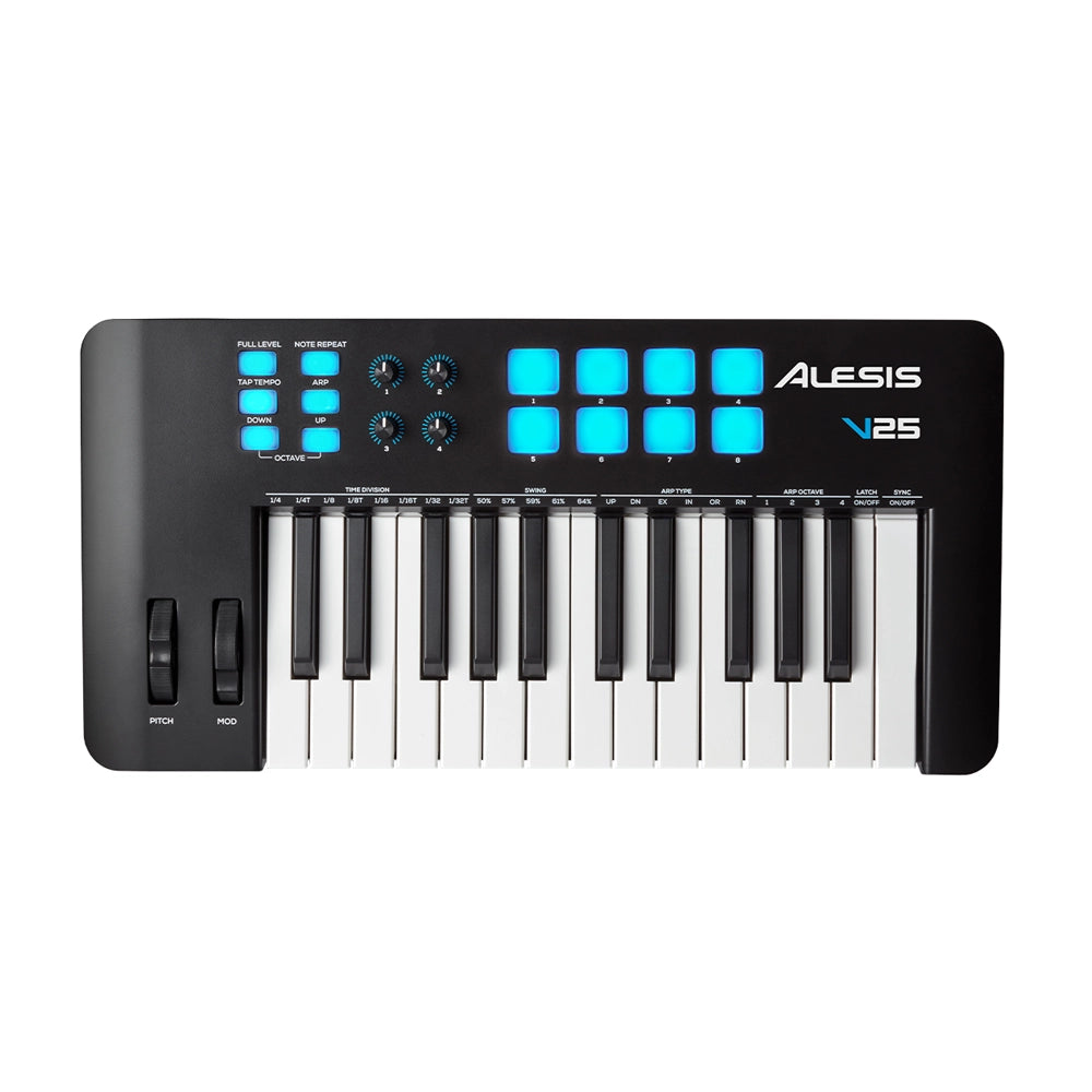 Alesis V25 MKII 25-Key USB MIDI Keyboard Controller with Pads & Knobs - Perfect for Music Production, Live Performance & Home Studio Recording