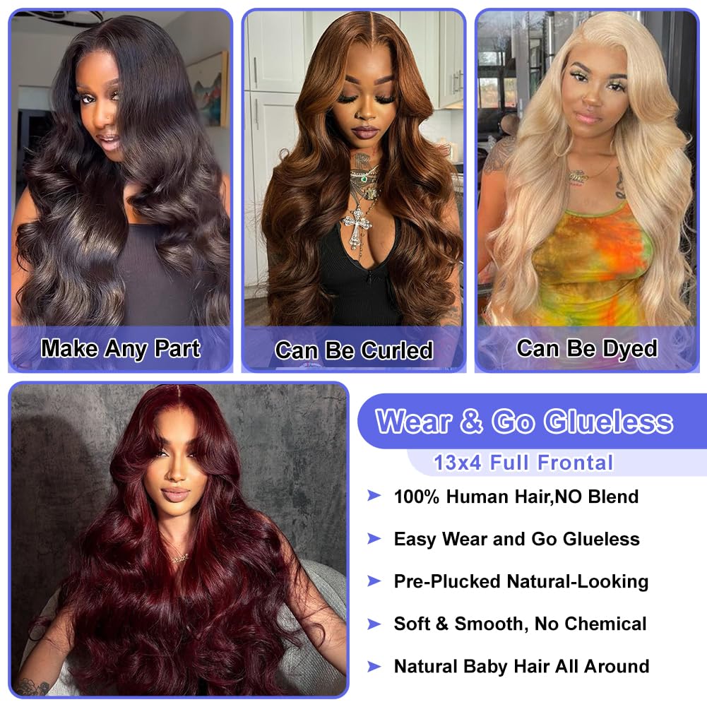 13x4 HD Transparent Lace Front Wigs Human Hair - Pre Plucked 180% Density Brazilian Body Wave Frontal Wig with Baby Hair & Natural Hairline (26 Inch, Natural Black) | Perfect for Daily Wear, Cosplay, Weddings & Special Occasions