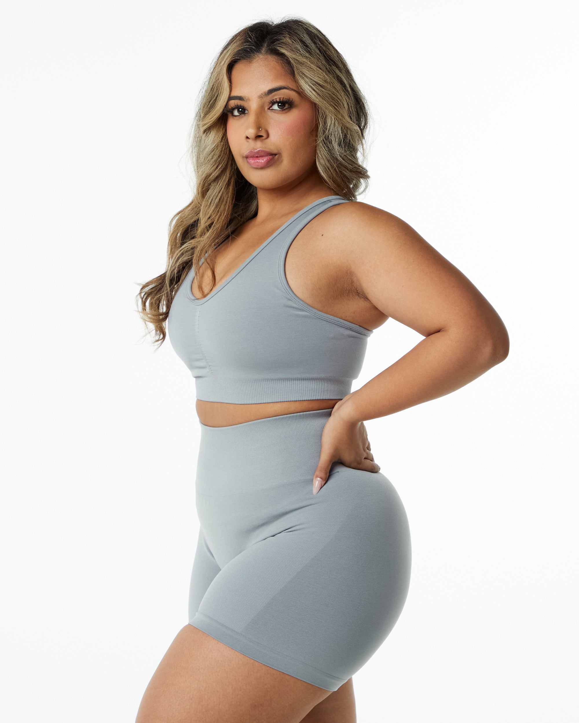 Amplify Bra - Comfortable Wireless Support for Women - Utility Grey - Perfect for Yoga, Workouts & Everyday Wear