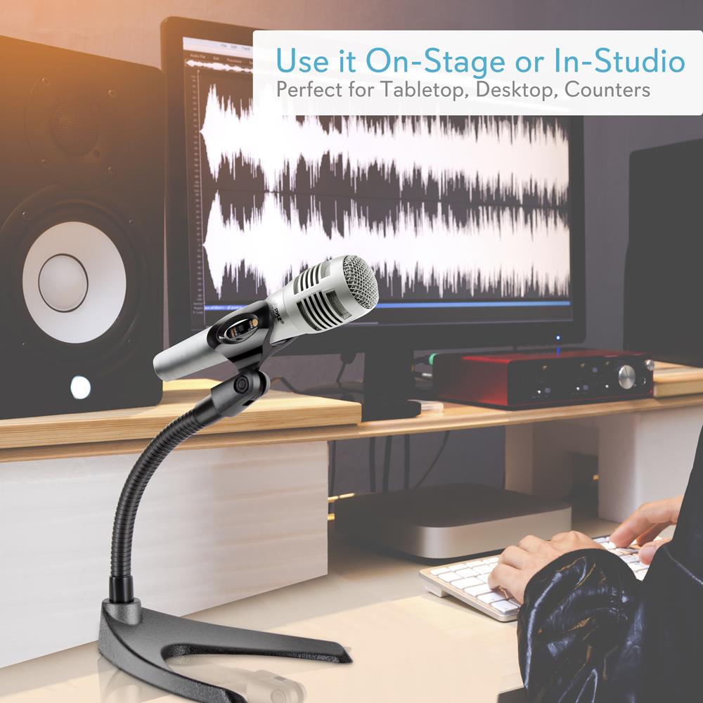 Adjustable Gooseneck Microphone Stand for Desk - Compact & Sturdy Mic Holder for Podcasting, Streaming, Gaming, and Home Office Use