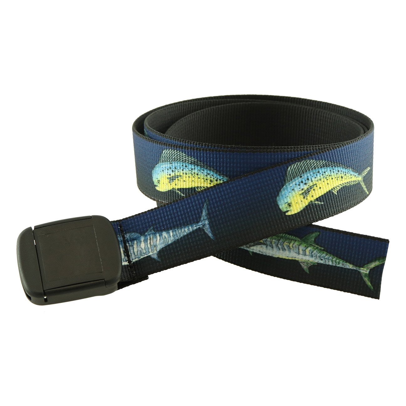 Thomas Bates Big and Tall Fish Pattern Hiker Web Belts for Men - Adjustable Nylon Outdoor Belt for Hiking, Camping & Casual Wear - Durable Waistband for Plus Size 38-52