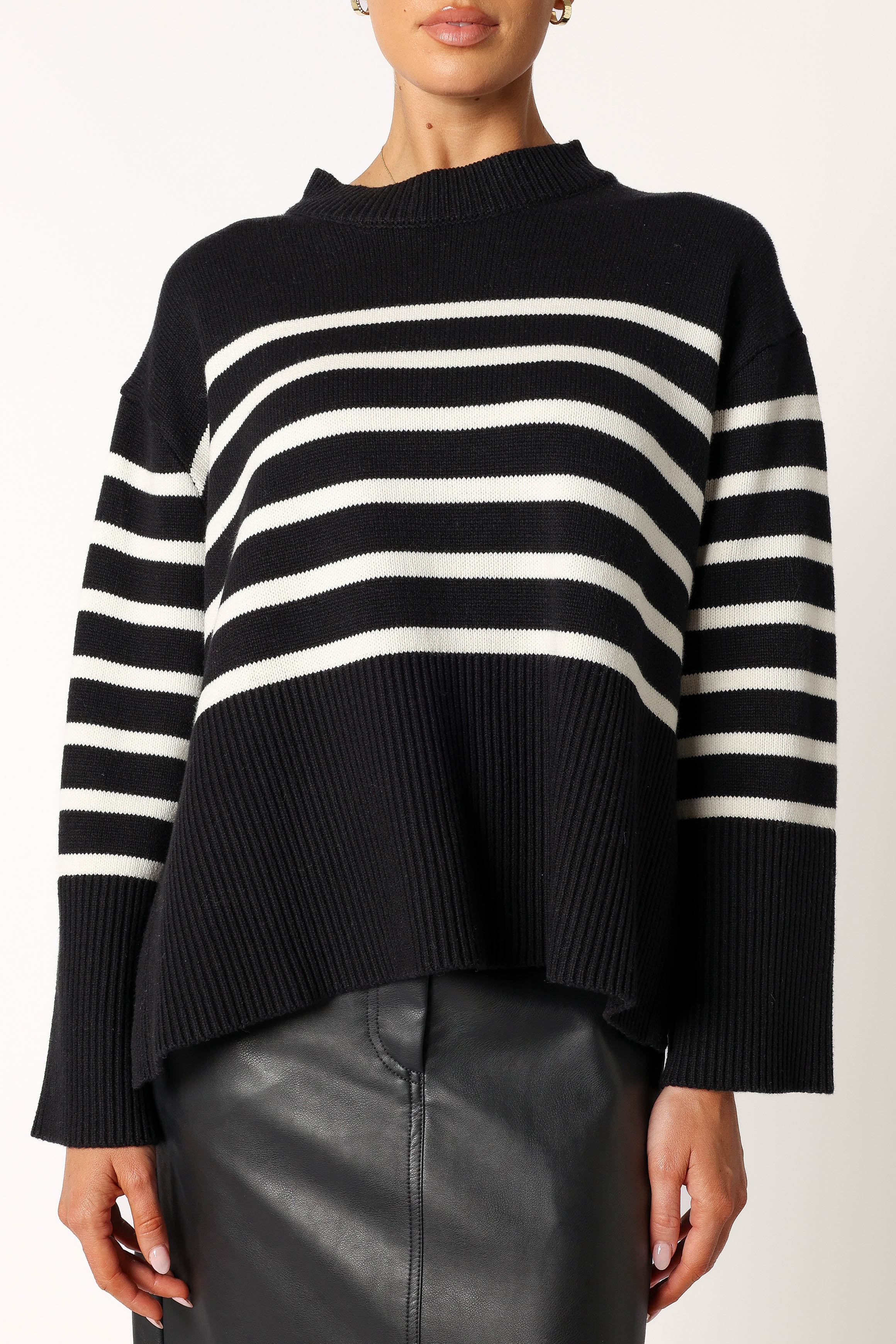Avalynn Striped Knit Sweater for Women - Black & White Cozy Pullover | Perfect for Fall & Winter Outfits, Casual Wear & Office Style