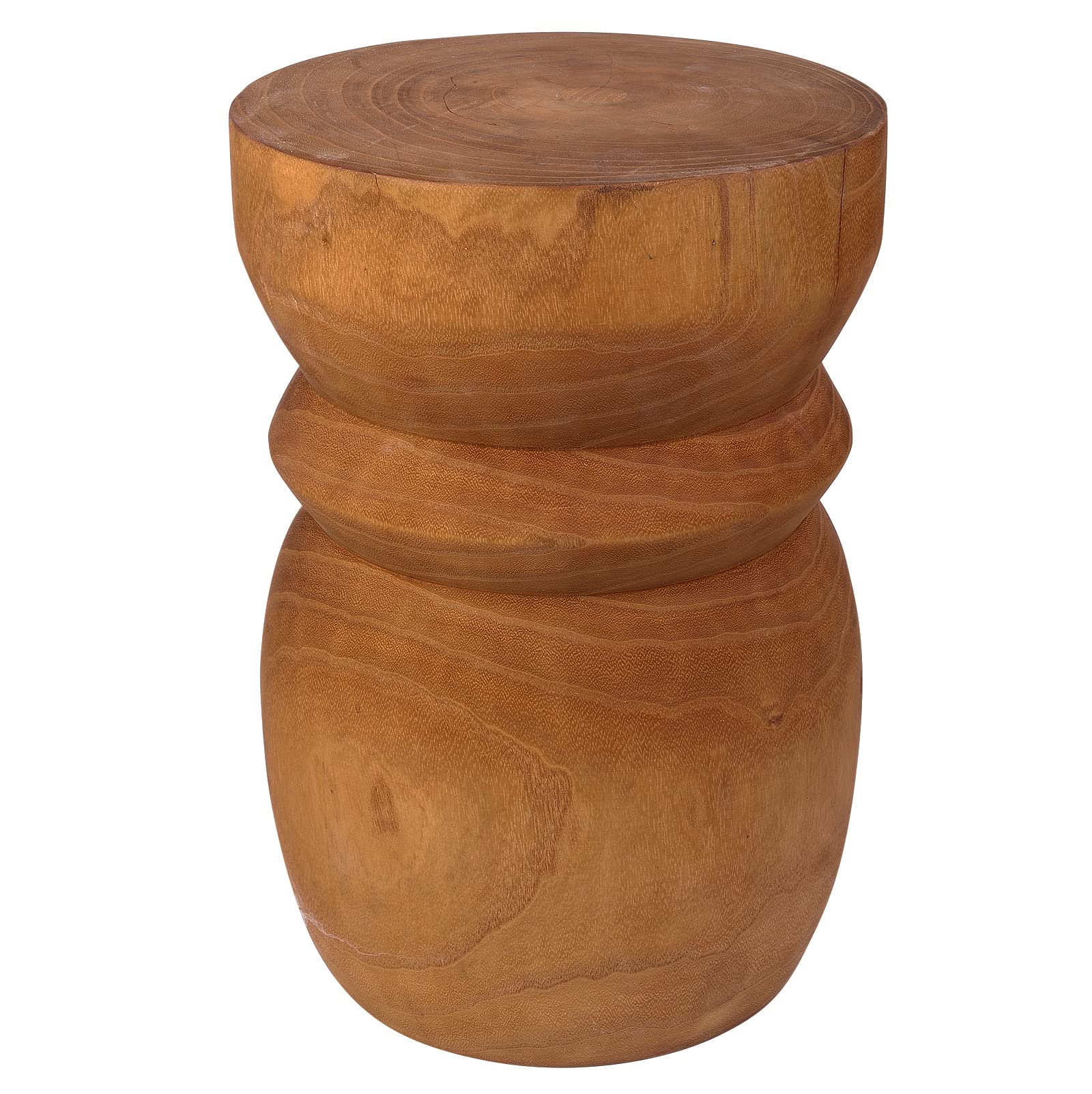 15”H Wooden Tree Stump Side Table - Round Natural End Table for Outdoor Garden, Living Room, Bedroom, Patio & Balcony Decor | Rustic Home Accent for Cozy Spaces & Nature-Inspired Interiors