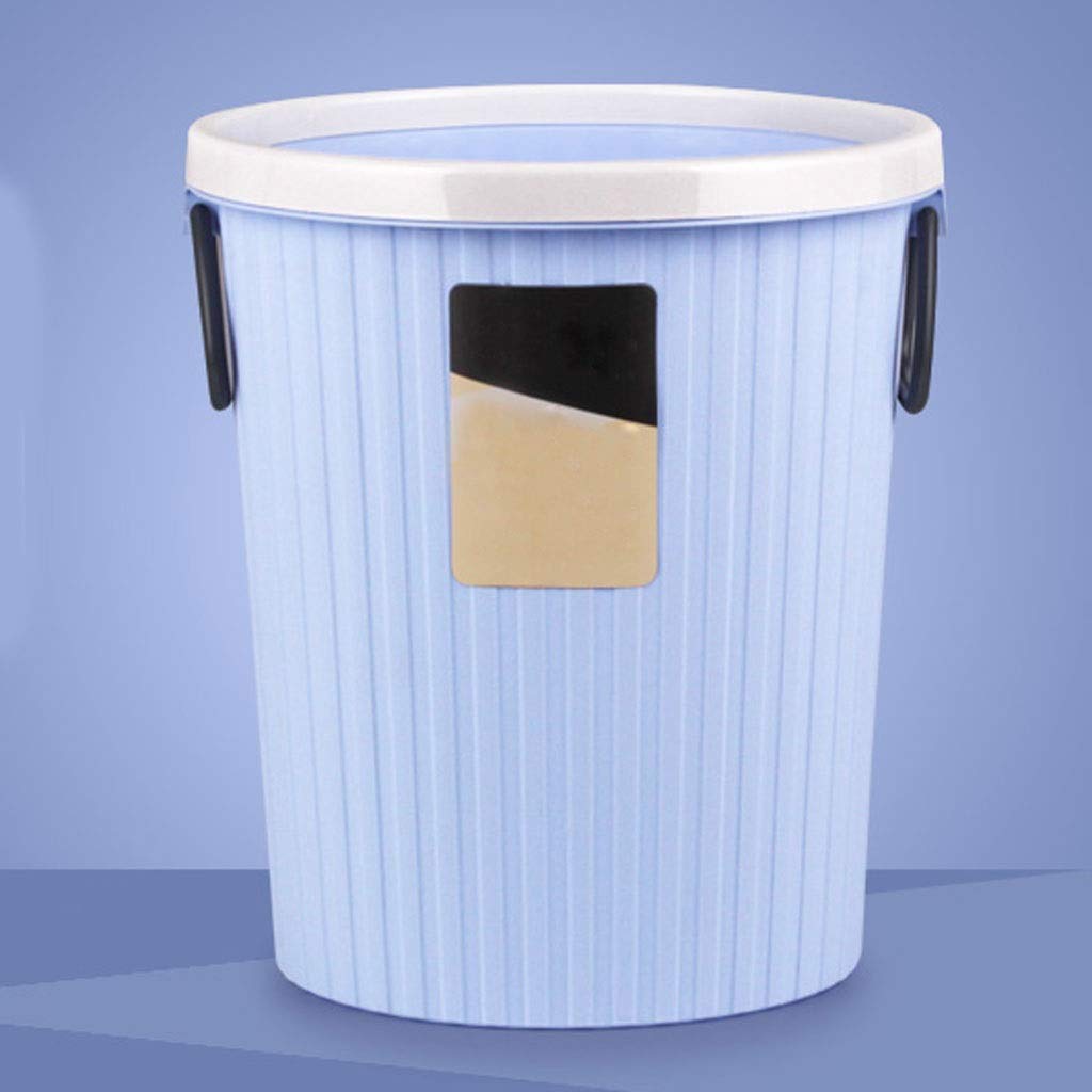 Round Plastic Small Trash Can with Handle - 5 Gallon Wastebasket Garbage Bin for Bathroom, Kitchen, Office, Kids Room - Blue XL Size | Ideal for Home, Office & Dormitory Organization