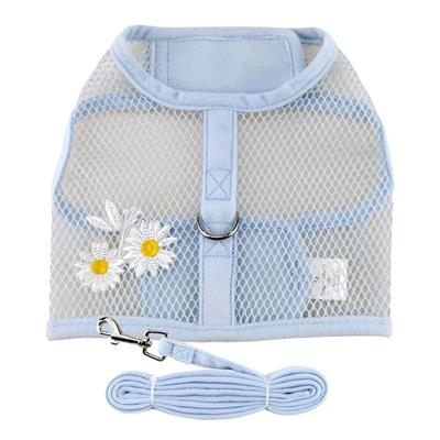 Cool Mesh Dog Harness - Breathable & Adjustable Blue Daisy Pet Vest for Small Medium Large Dogs - Perfect for Walking, Running & Outdoor Adventures
