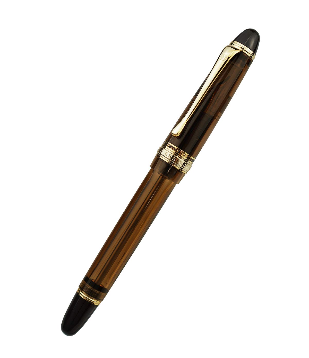 Lanxivi 699 Vacuum Fountain Pen - Fine Nib, Brown Acrylic for Writing & Calligraphy
