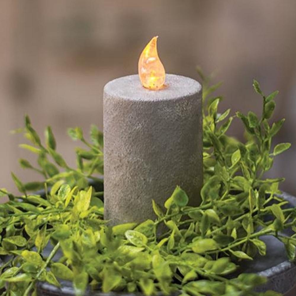 Concrete Look Flame Timer Pillar Candle Holder 4 x 2.25 Inches - Perfect for Outdoor Patio, Garden Decor, and Wedding Centerpieces