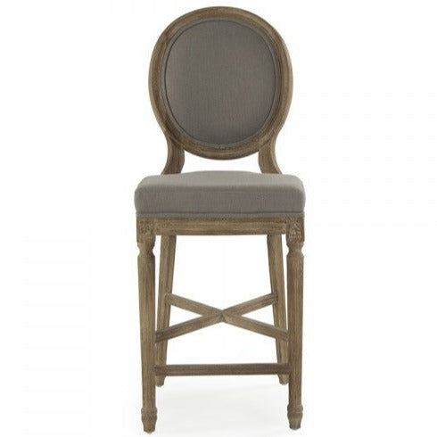 Grey Linen Medallion Counter Stool - 24
