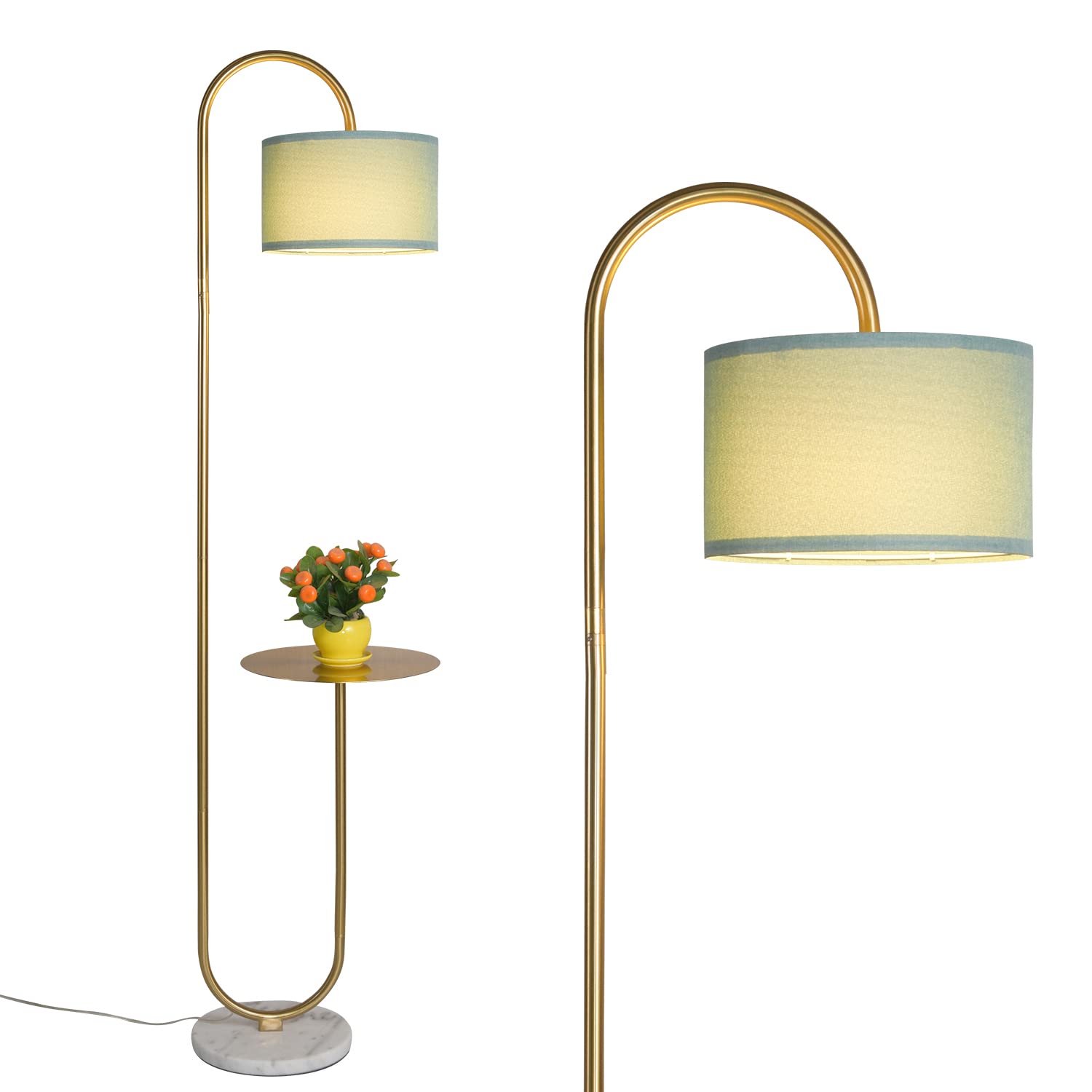 HSYILE KU300272 Modern Arc Floor Lamp with Hanging Drum Shade - 72