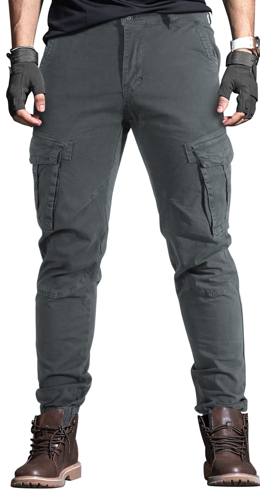 OUTSON Men's Work Cargo Pants with 12 Multi-Pockets - Durable Ripstop Flex Pants for Construction, Outdoor Hiking & Tactical Activities - Comfortable Workwear for Professionals & Adventurers