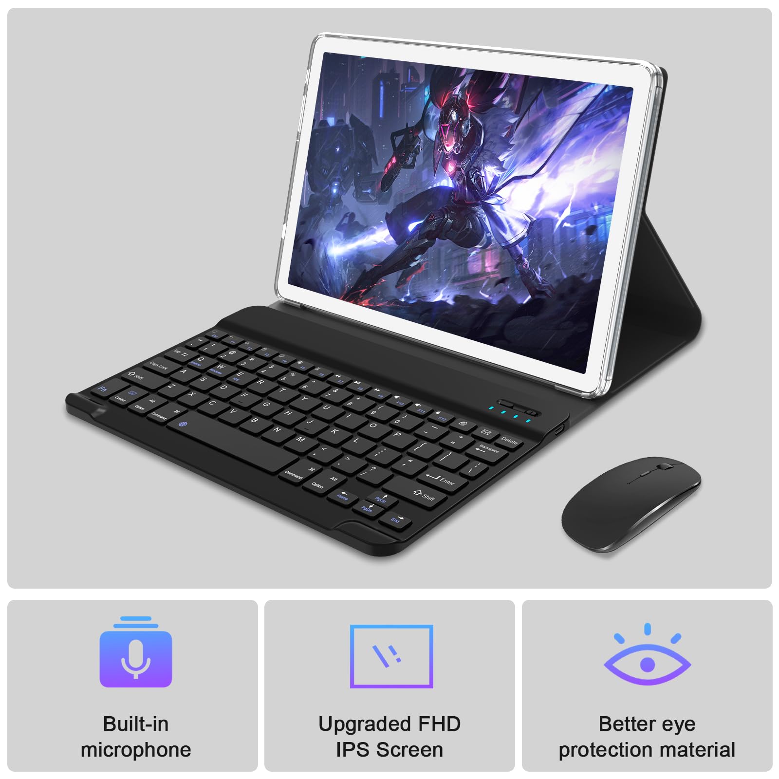 2025 Latest 10 Inch Android 13 Tablet - 128GB ROM + 16GB RAM (8+8 Virtual), 2-in-1 Laptop with Keyboard, Octa-Core Processor & 13MP Camera, 1TB Expandable Storage, FHD IPS Display - Perfect for Work, Study & Entertainment