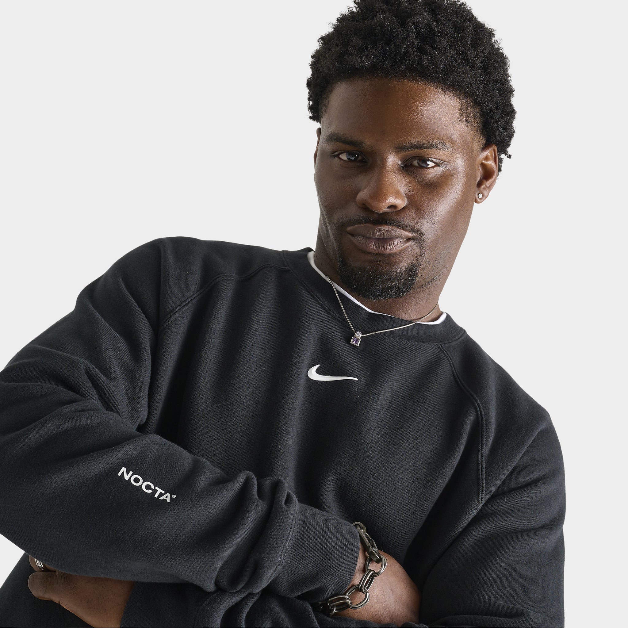Nike NOCTA NRG CS Fleece Crewneck Sweatshirt - Black & White Color - Men's Casual Streetwear Pullover for Urban Fashion & Winter Comfort