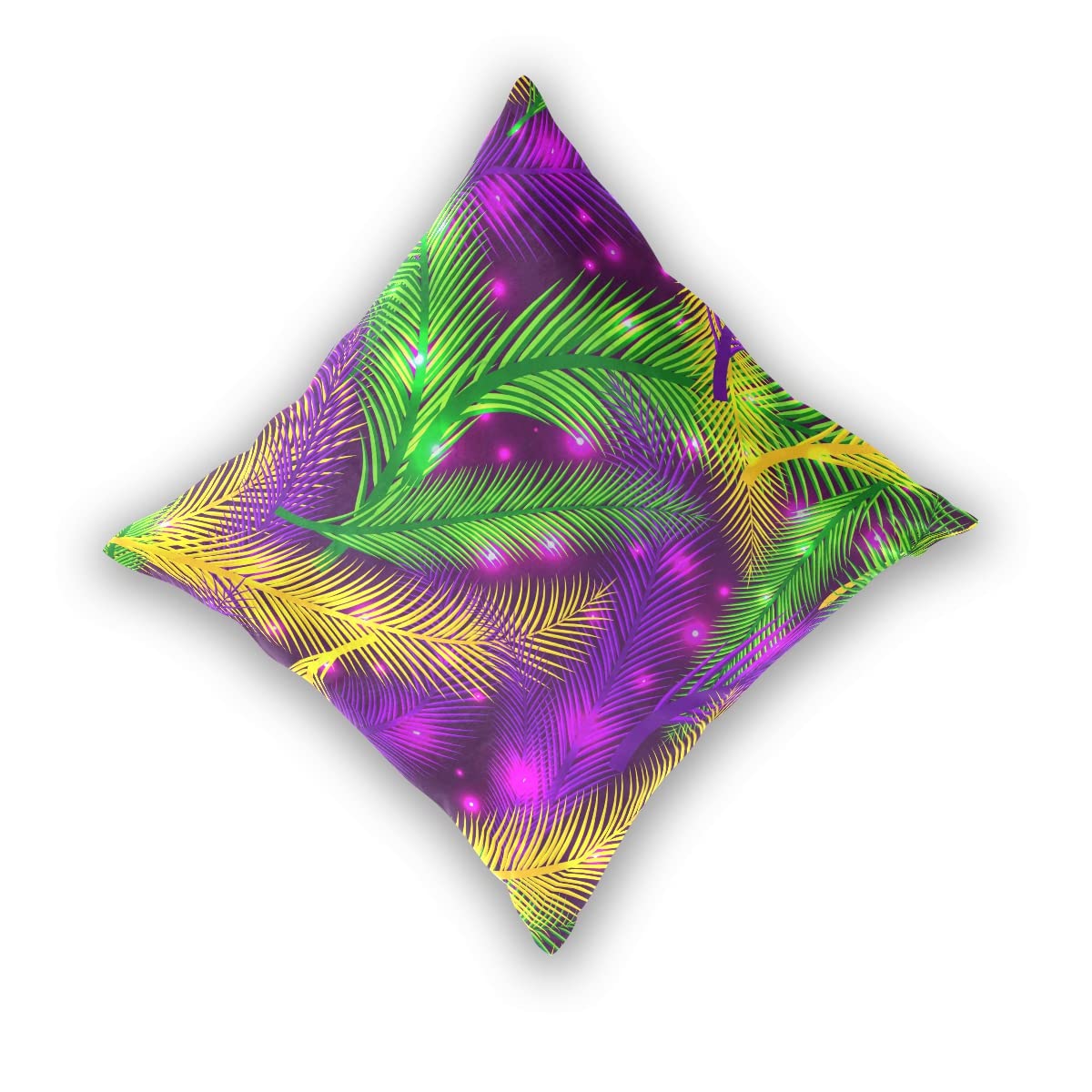 Aflyko 2 Pack 18x18 Inch Mardi Gras Throw Pillow Covers - Masquerade Feather Glitter Pillow Cases for Sofa, Carnival Party Decor, Fat Tuesday Gift - Perfect for Home Decor, Living Room, Bedroom & Festive Celebrations