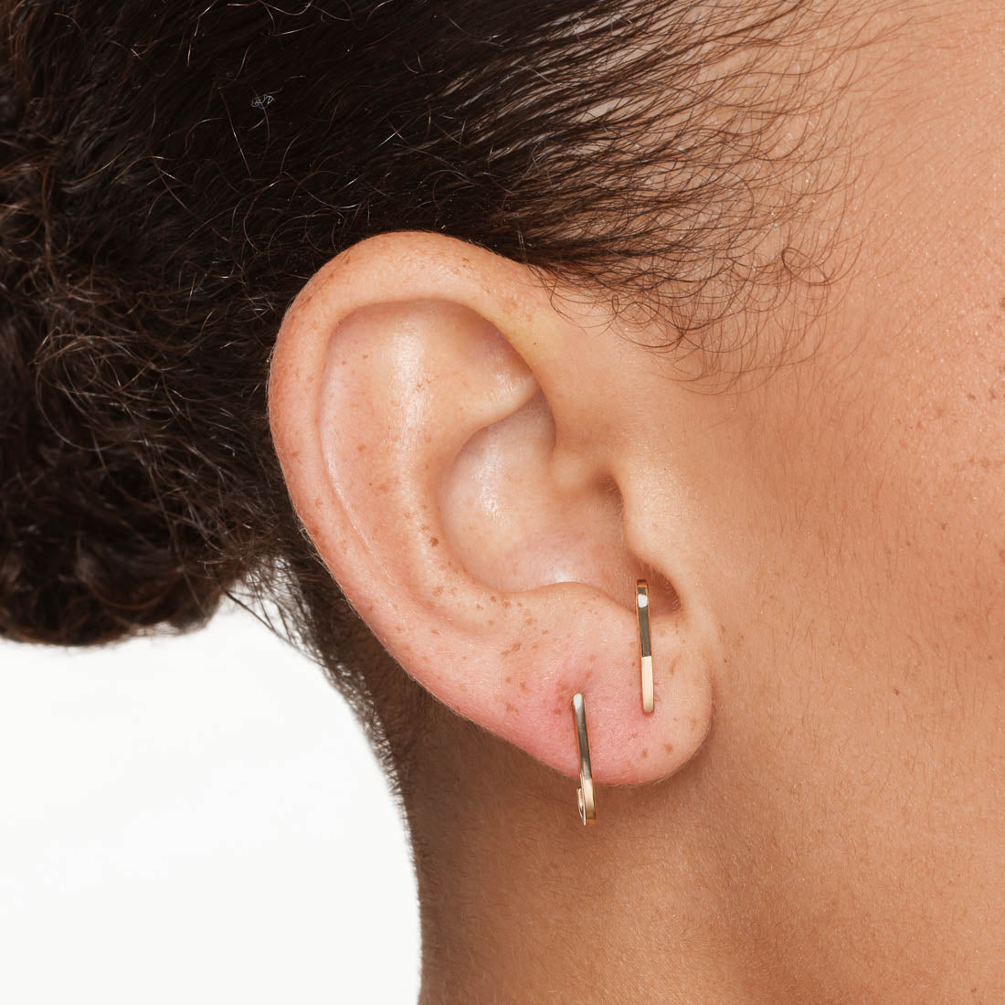 Gold Plain Suspender Half Stud Earrings - Elegant Minimalist Jewelry for Women, Perfect for Daily Wear, Office & Special Occasions