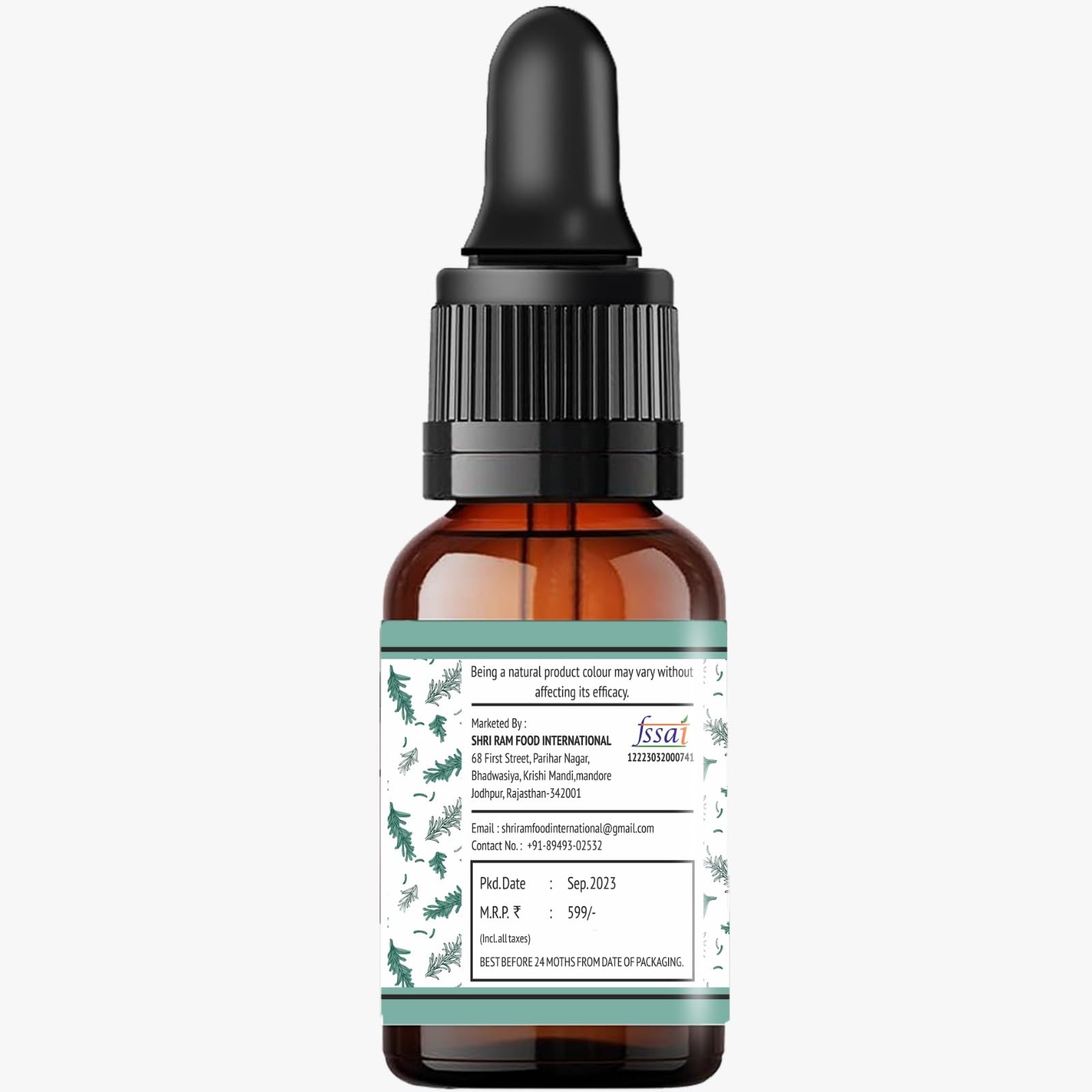 Expert Foods 100% Pure Organic Rosemary Essential Oil for Hair Growth & Thickness | Natural Hair Fall Control & Scalp Treatment | Skin Care & Aromatherapy Oil (15ml) | Perfect for DIY Hair Masks, Massage & Diffuser Blends