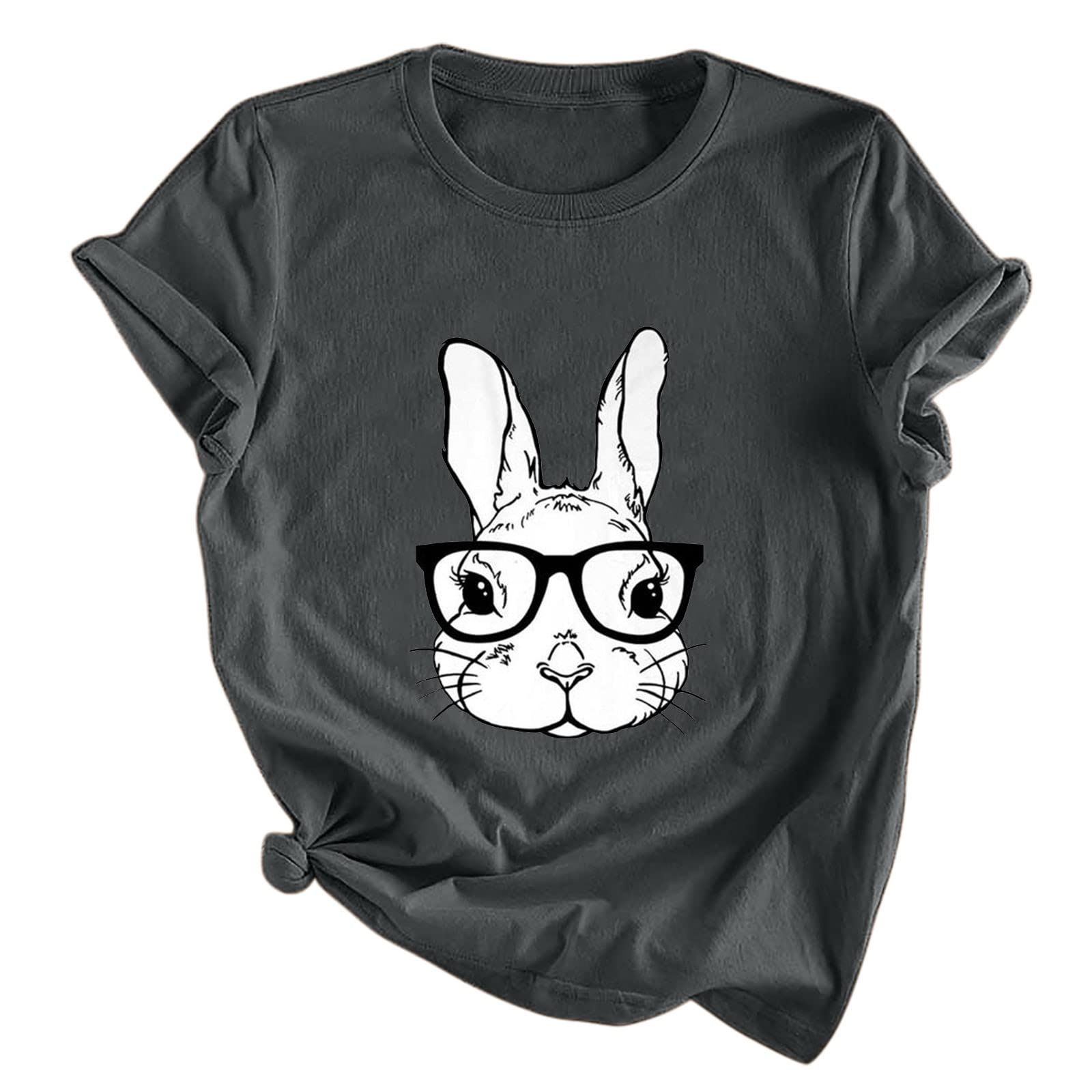 Funny Easter Bunny Graphic T-Shirts for Women - Cute Animal Print Christian Faith Tops - Summer Short Sleeve Casual Blouse - Perfect for Easter Celebrations, Church Events & Spring Outings