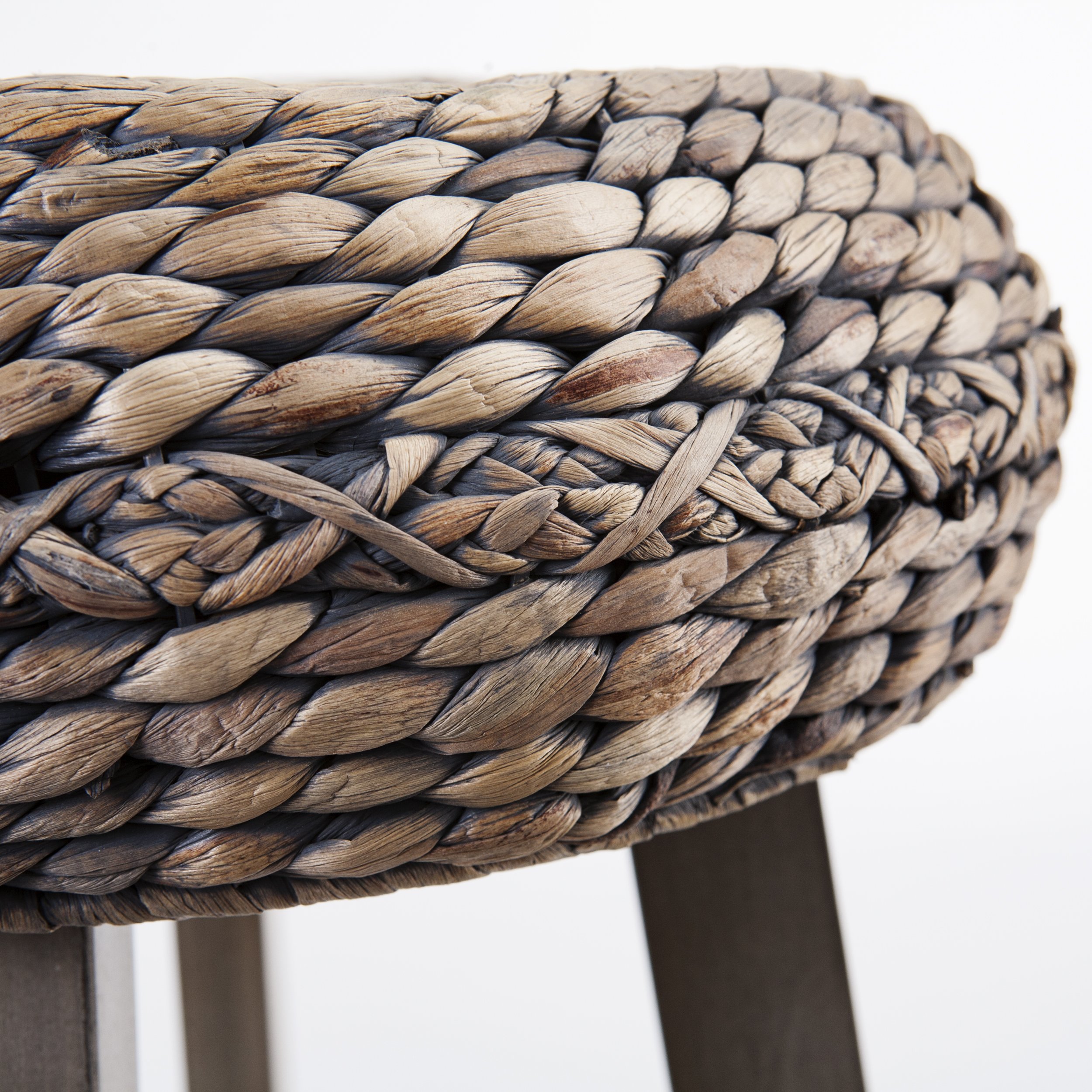 SEI Furniture Round Woven Fiber Seat Stool Set - Bohemian Style Decorative Stools - Natural Hyacinth Material - Perfect for Living Room, Bedroom, or Outdoor Patio Decor