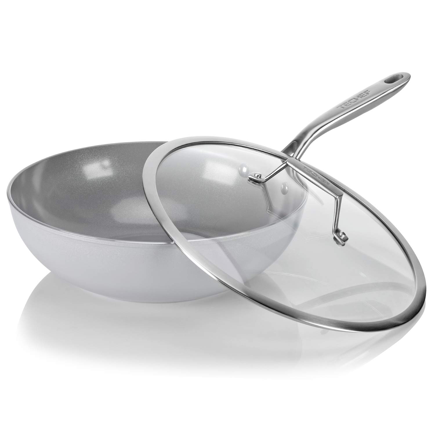 **TECHEF CeraTerra 12-Inch Ceramic Nonstick Wok Pan with Glass Lid – PTFE & PFOA-Free, Korean-Made – Perfect for Stir-Fry, Sautéing & Healthy Cooking**