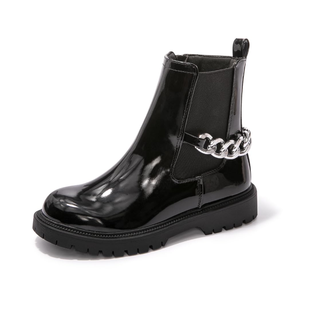 FunkyMonkey Girls' Faux Leather Ankle Boots with Side Zipper - Black, White & Nude Colors for Little & Big Kids | Stylish School, Party & Everyday Fashion Footwear