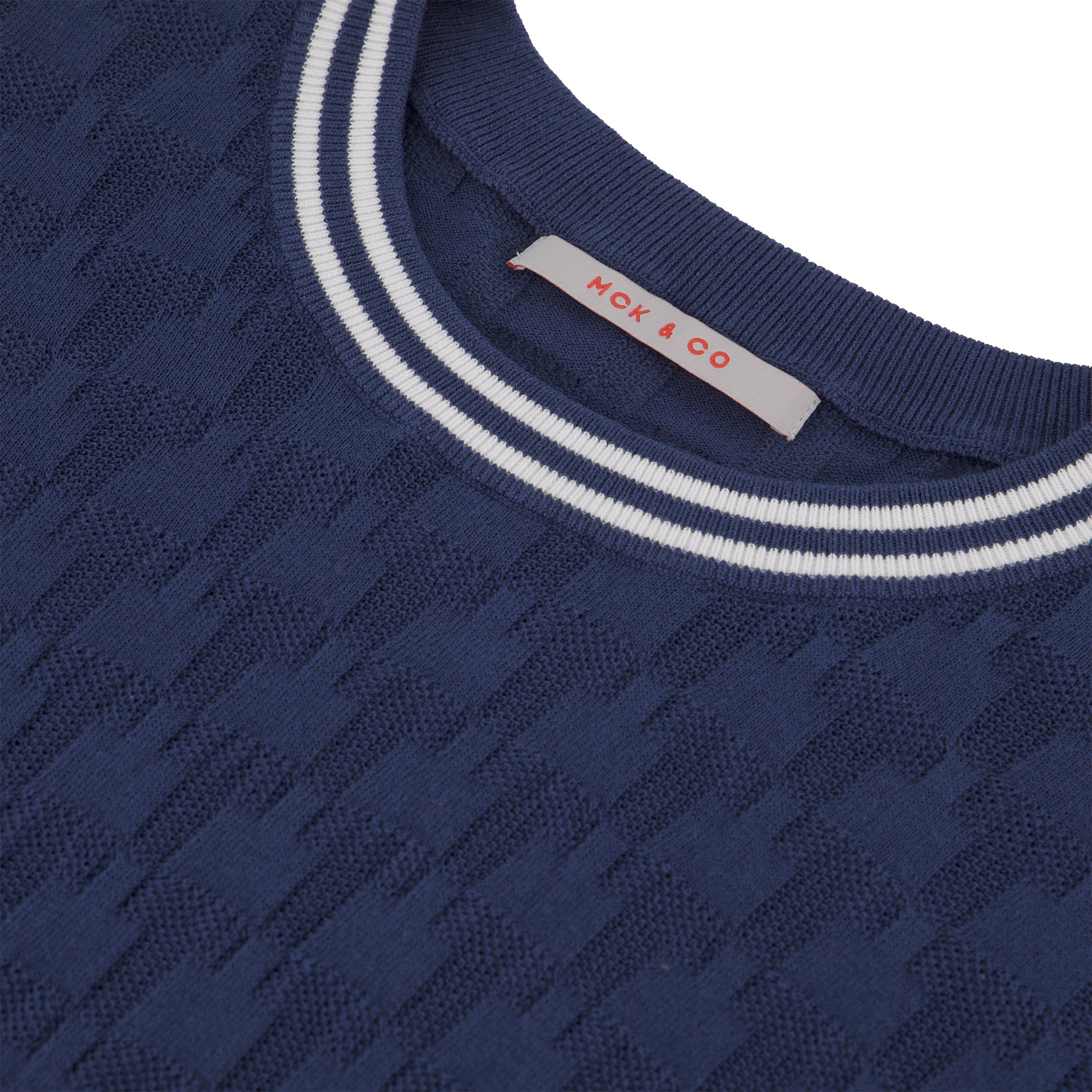 MCKINNON Men's Crew Neck Short Sleeve Checkered Casual Shirt in Navy Blue - Perfect for Summer Outings, Beach Vacations & Casual Office Wear