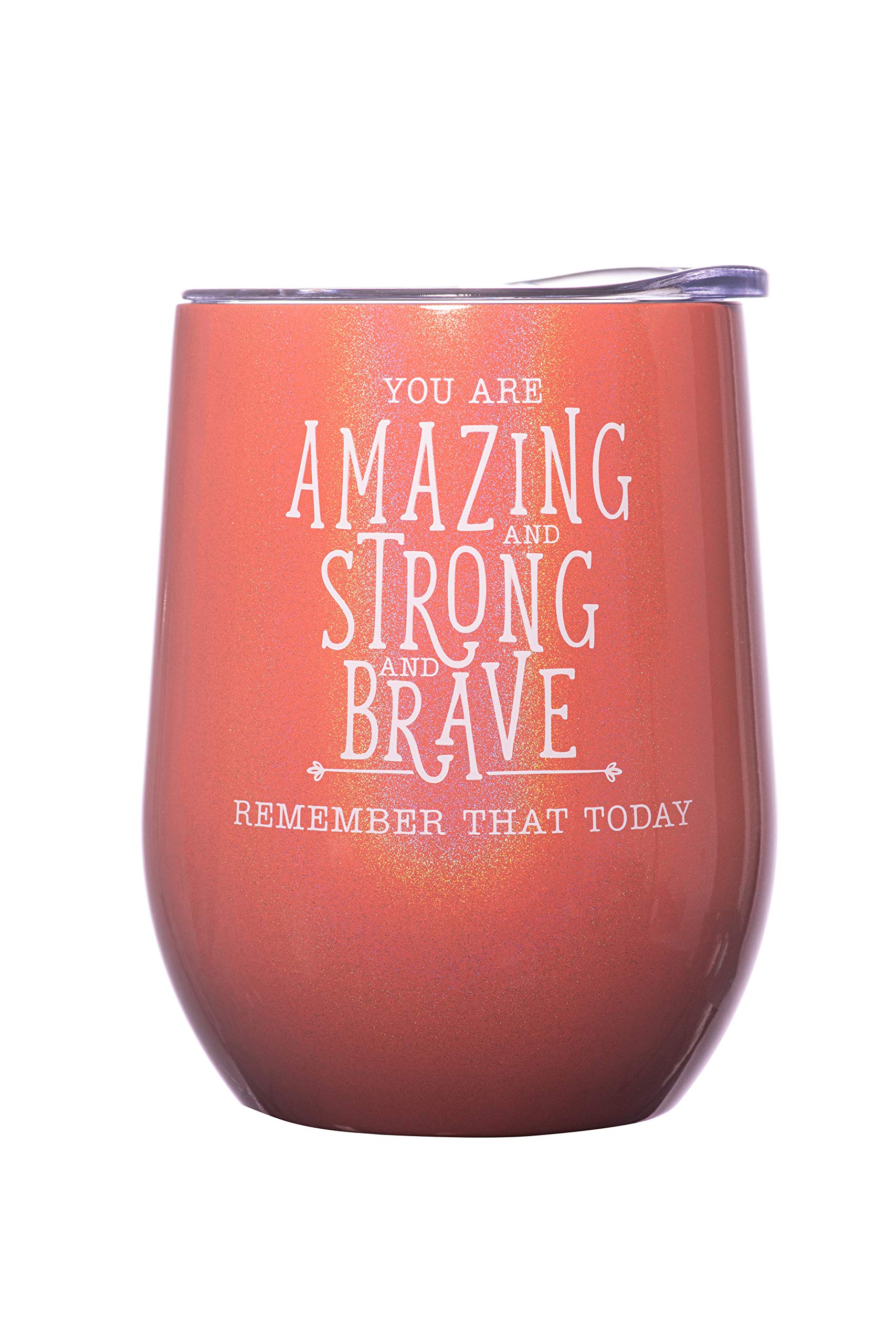 **DIVERSEBEE Insulated Wine Tumbler with Lid - Inspirational Thank You Gift for Women, Best Friend, Sister, Wife, Girlfriend, Coworker, Mom - Encouragement Birthday Wine Gift (Coral) - Perfect for Parties, Holidays & Everyday Use**