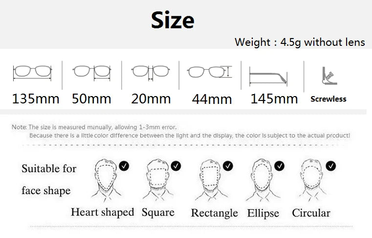 Aimee Unisex Full Rim Round Double Bridge Titanium Eyeglasses Frame 21821 - Lightweight Durable Glasses for Work, Reading & Fashion (Men & Women)