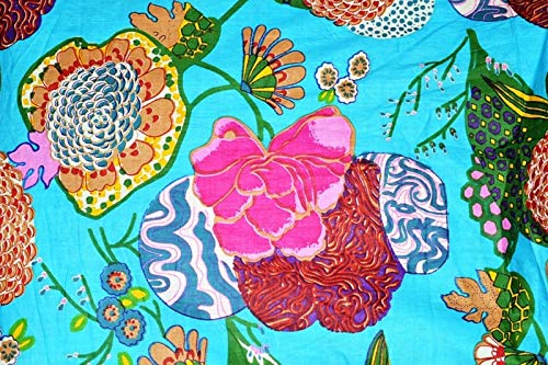 YUVANCRAFTS Turquoise Cotton Running Fabric with Fruit Print - 10 Yards for DIY Sewing, Quilting, and Apparel Making | Perfect for Summer Dresses, Tops, and Activewear