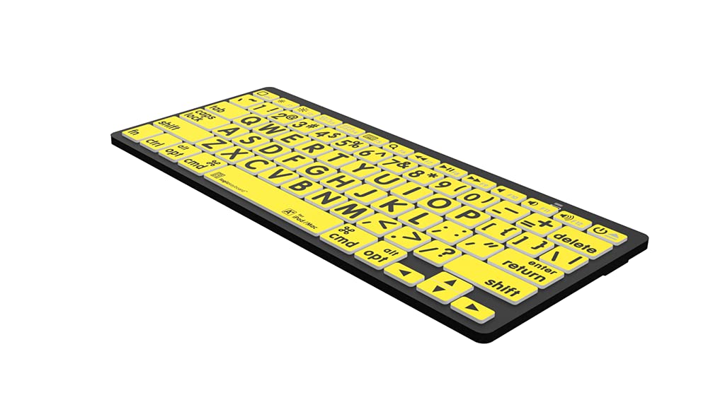 LogicKeyboard XL Print - Black on Yellow Bluetooth Mini Keyboard for Apple iPad, iPhone, iPod & Android Devices - Wireless Portable Keyboard for Office, Home & Travel (Model: LKBU-LPBY-BTON-US)