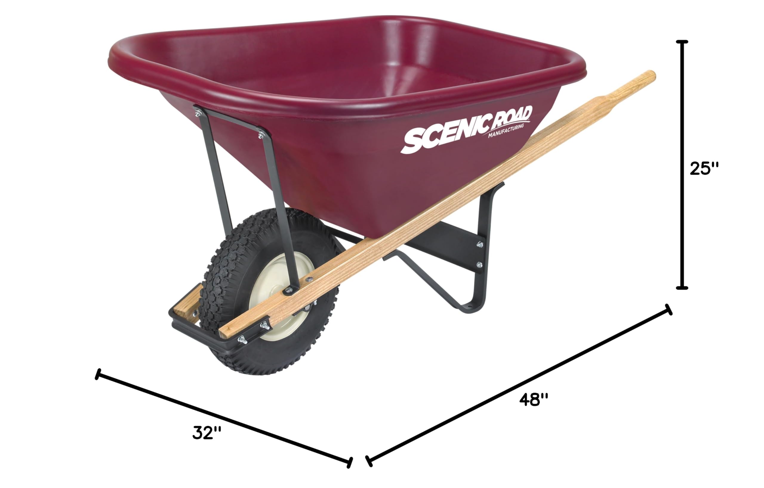 SCENIC ROAD 8 Cu Ft Single-Wheel Wheelbarrow with 16