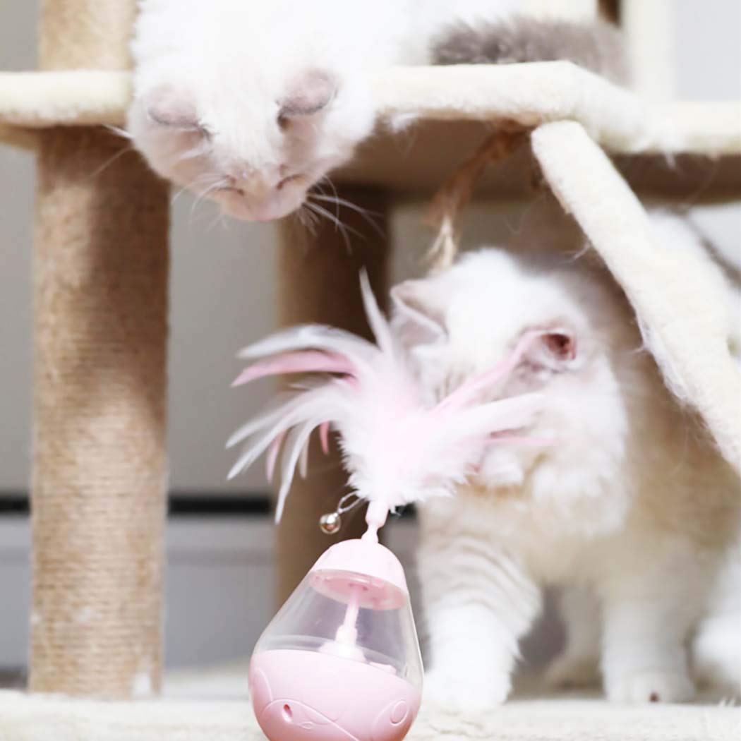 Interactive Cat Toys Set - Leaky Ball, Puzzle Toy & Feather Wand with Tumbler for Indoor Play | Fun Exercise & Mental Stimulation for Kittens & Adult Cats | Perfect for Playtime, Training & Bonding