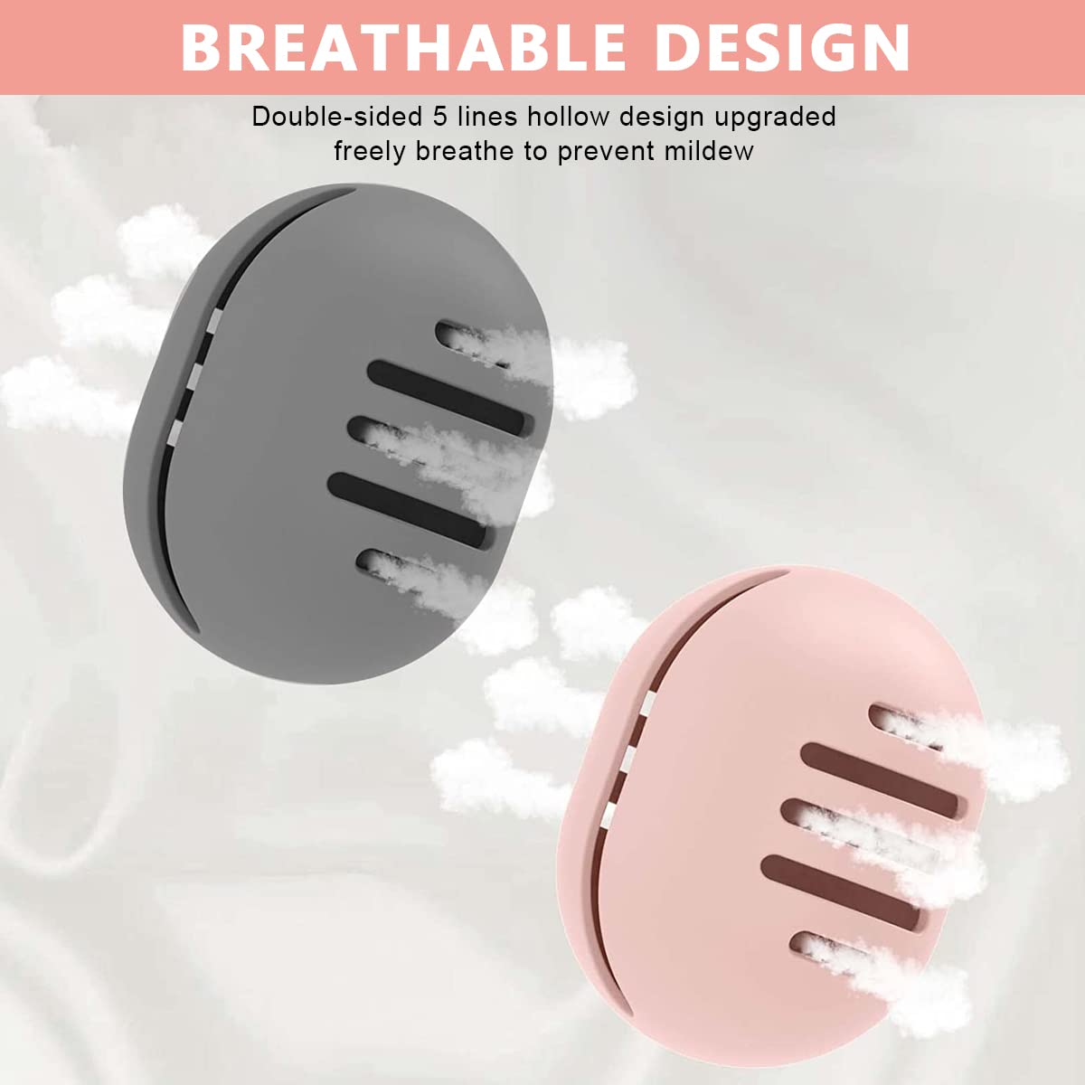 MAYCREATE® 2-Pack Makeup Sponge Holder Set - Breathable Silicone Beauty Blender Storage Case, Eco-Friendly Travel Organizer for Wet/Dry Cosmetic Sponges (Grey & Pink) | Perfect for Home Vanity, Travel & Shower Use